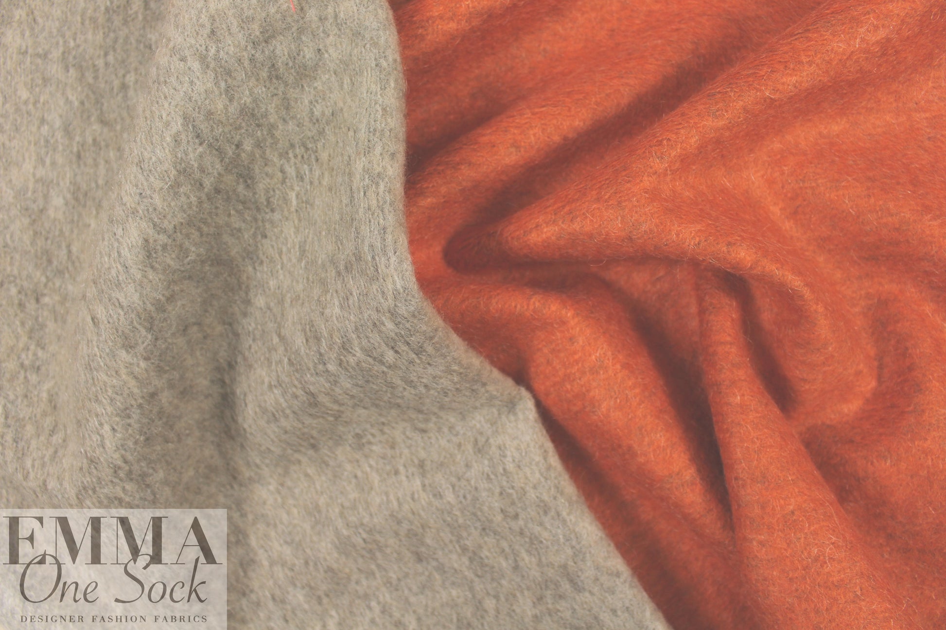 Italian double sided wool blend fleece - pumpkin/oatmeal 2.25 yd
