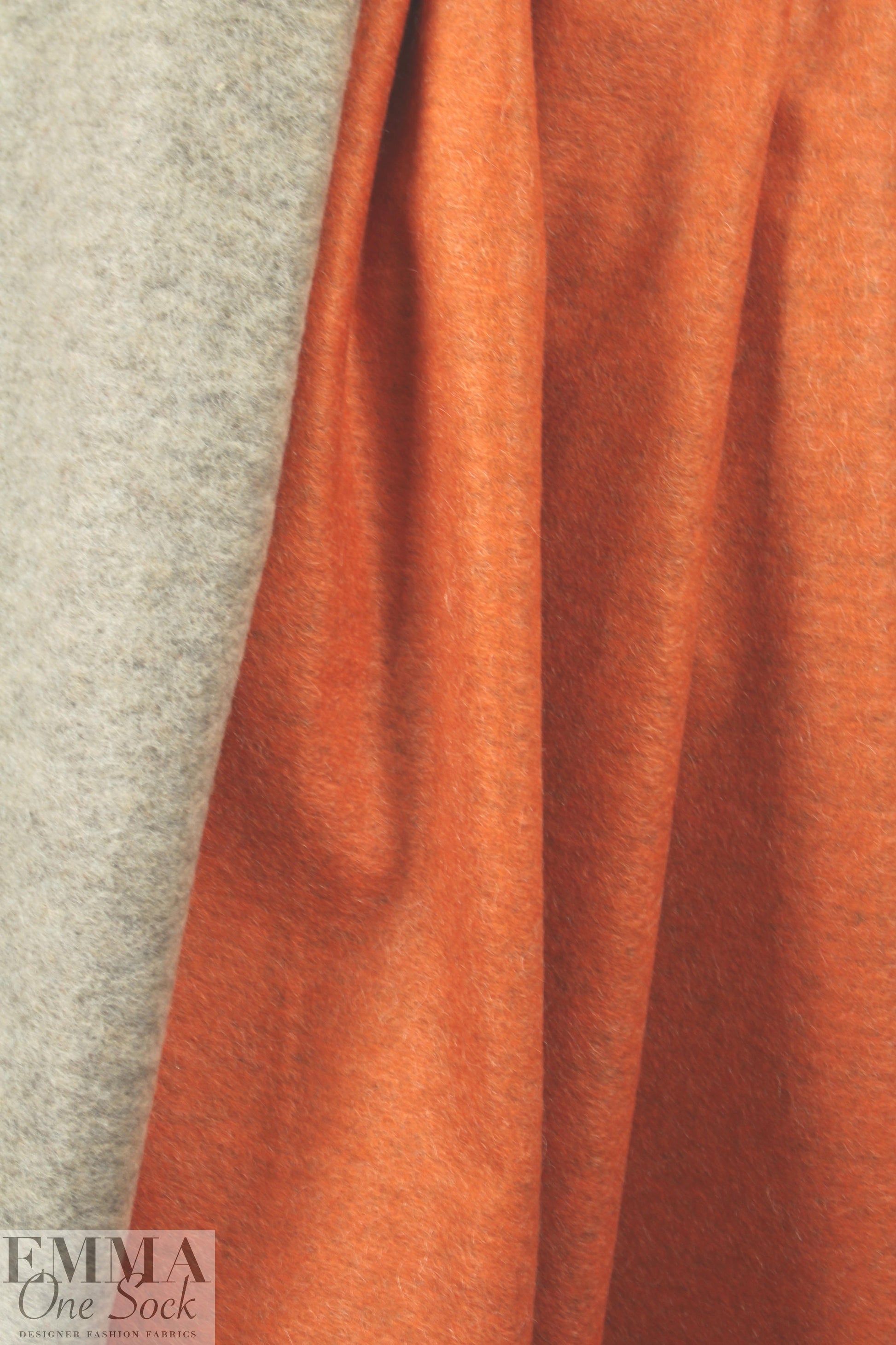Italian double sided wool blend fleece - pumpkin/oatmeal 2.25 yd
