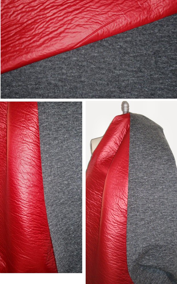 NY designer reversible fleece/'ripstop' coating gray/red