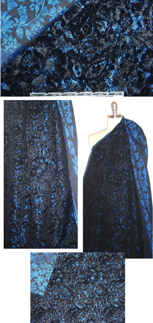 A1ice & 01ivia sapphire/black flocked flower brocade
