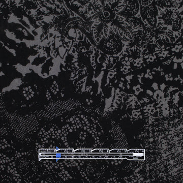 Italian 'lacey floral' flocked stretch cotton denim 2 yds