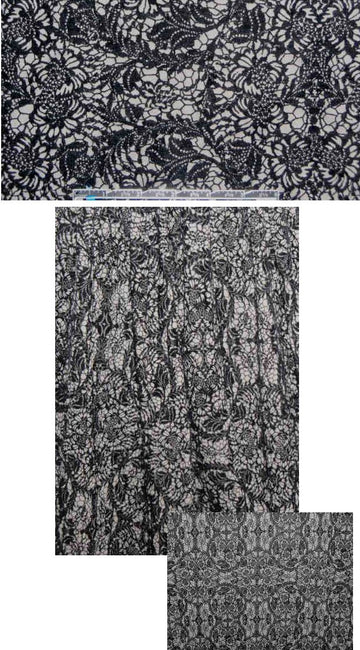 French lace-look flocked viscose knit