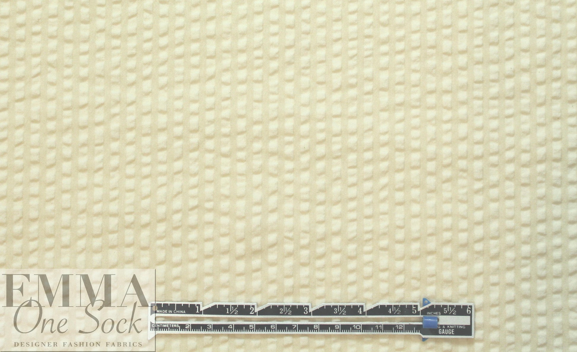 French textured cotton seersucker woven - butter