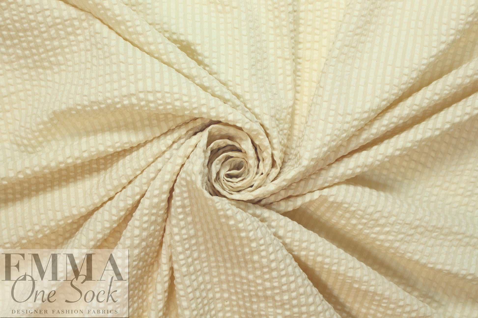 French textured cotton seersucker woven - butter