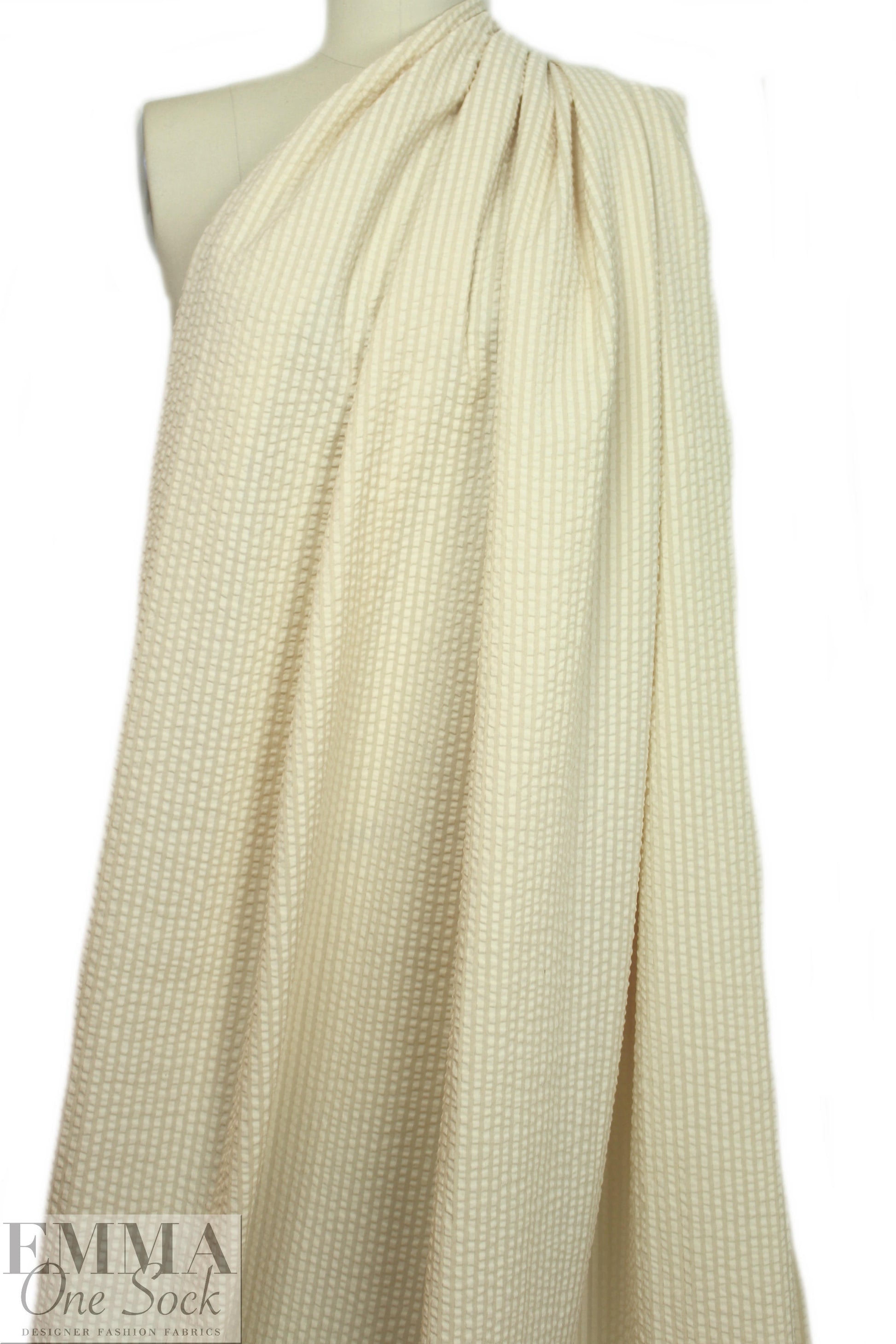 French textured cotton seersucker woven - butter