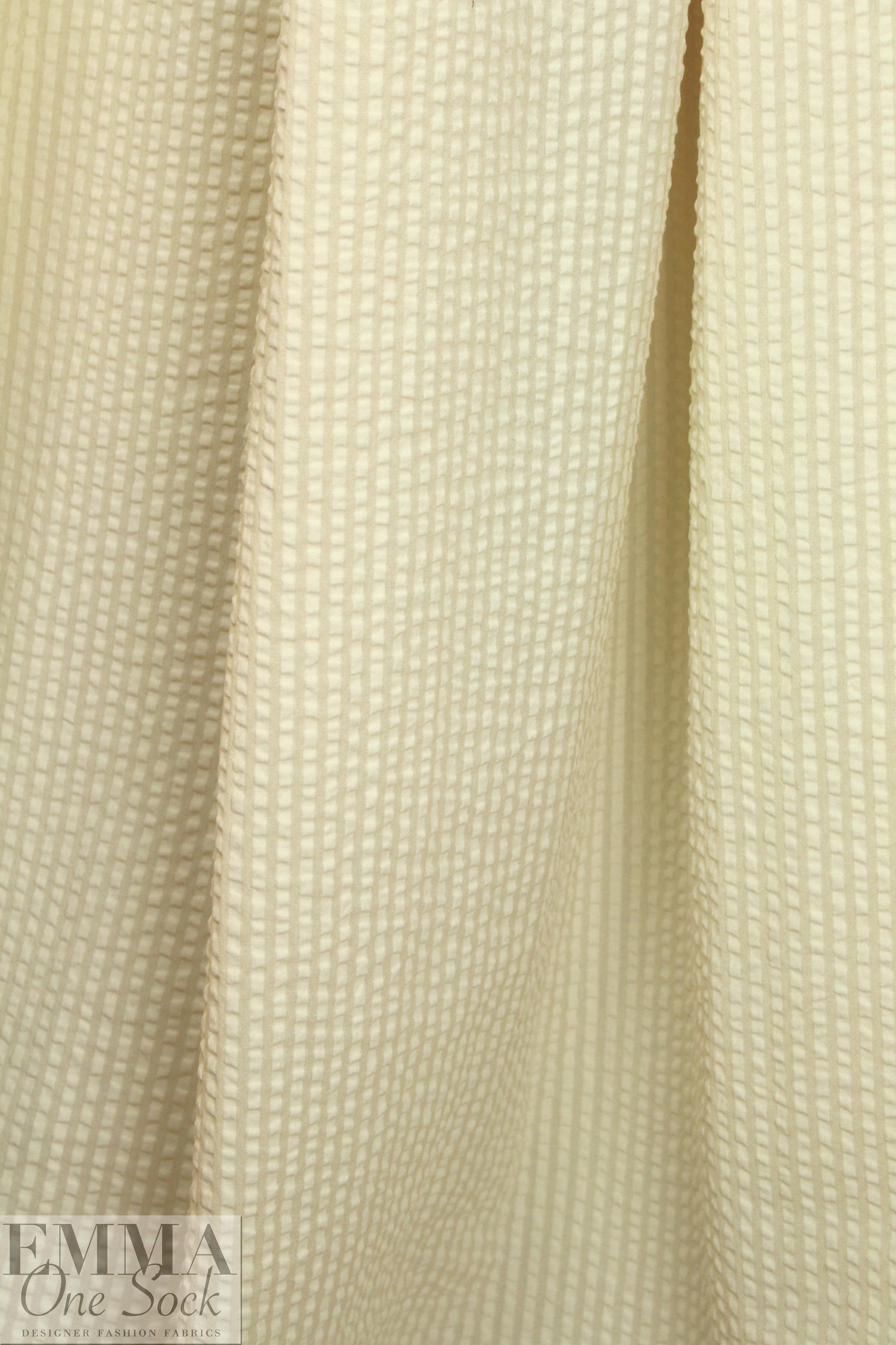 French textured cotton seersucker woven - butter