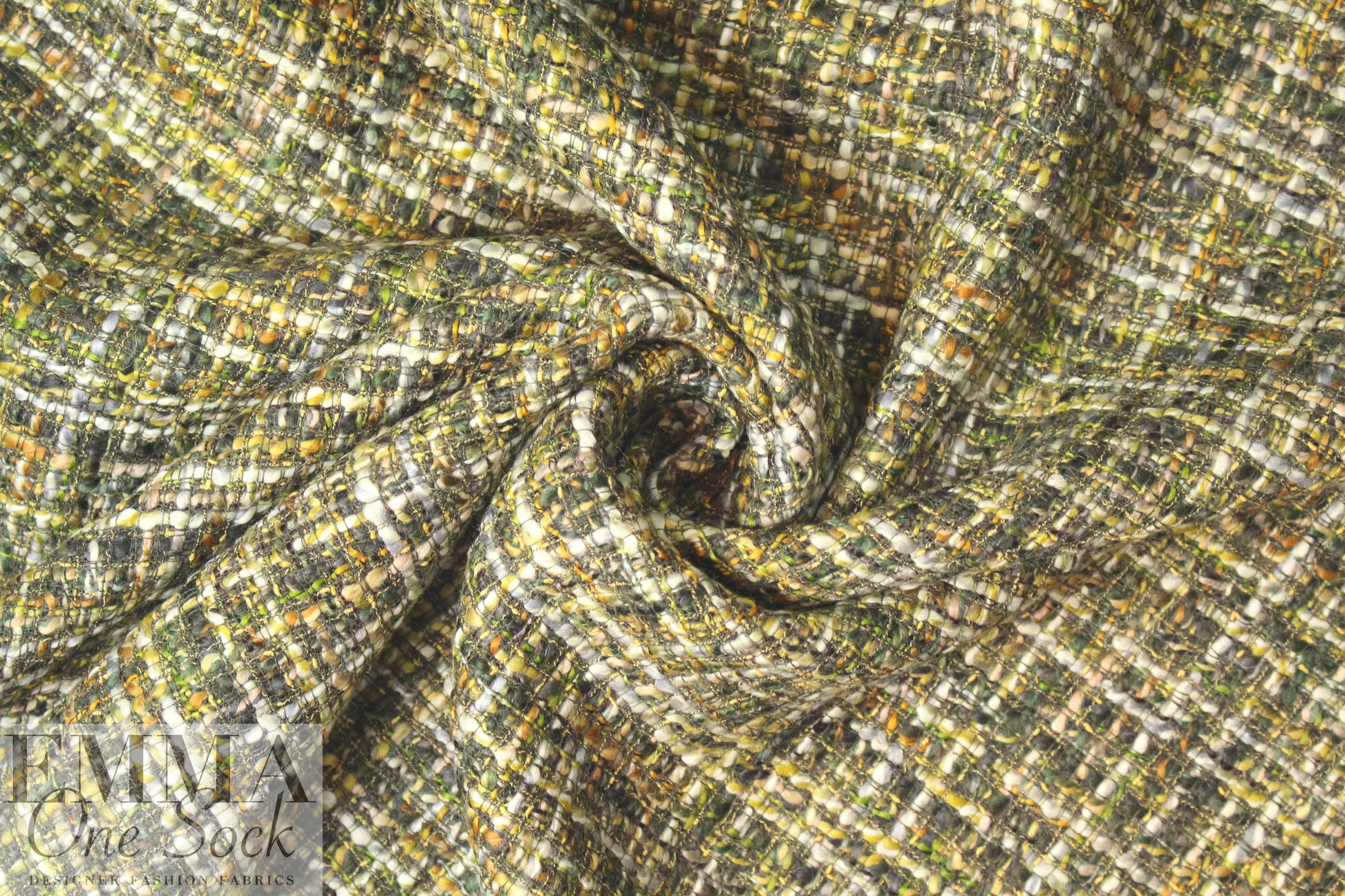 Italian 'Chanel tweed' boucle' - woodsy greens .75 yds