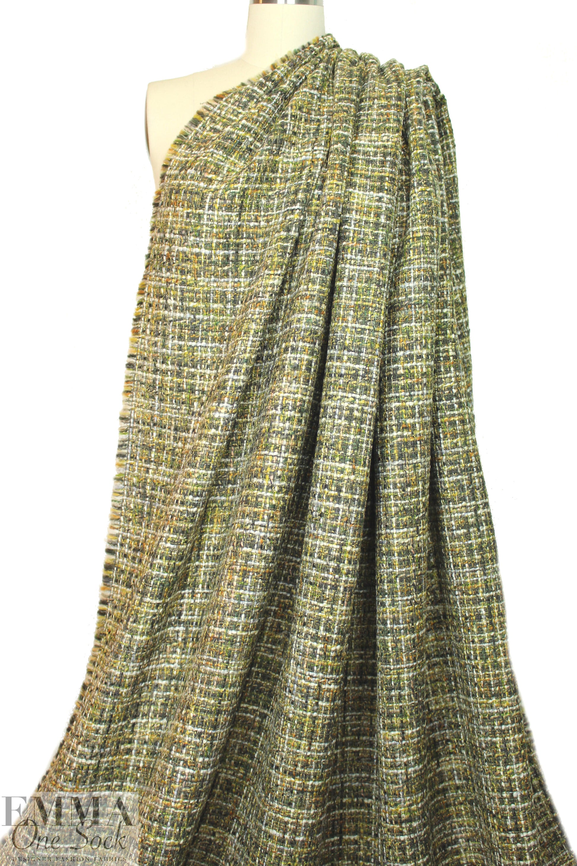Italian 'Chanel tweed' boucle' - woodsy greens .75 yds