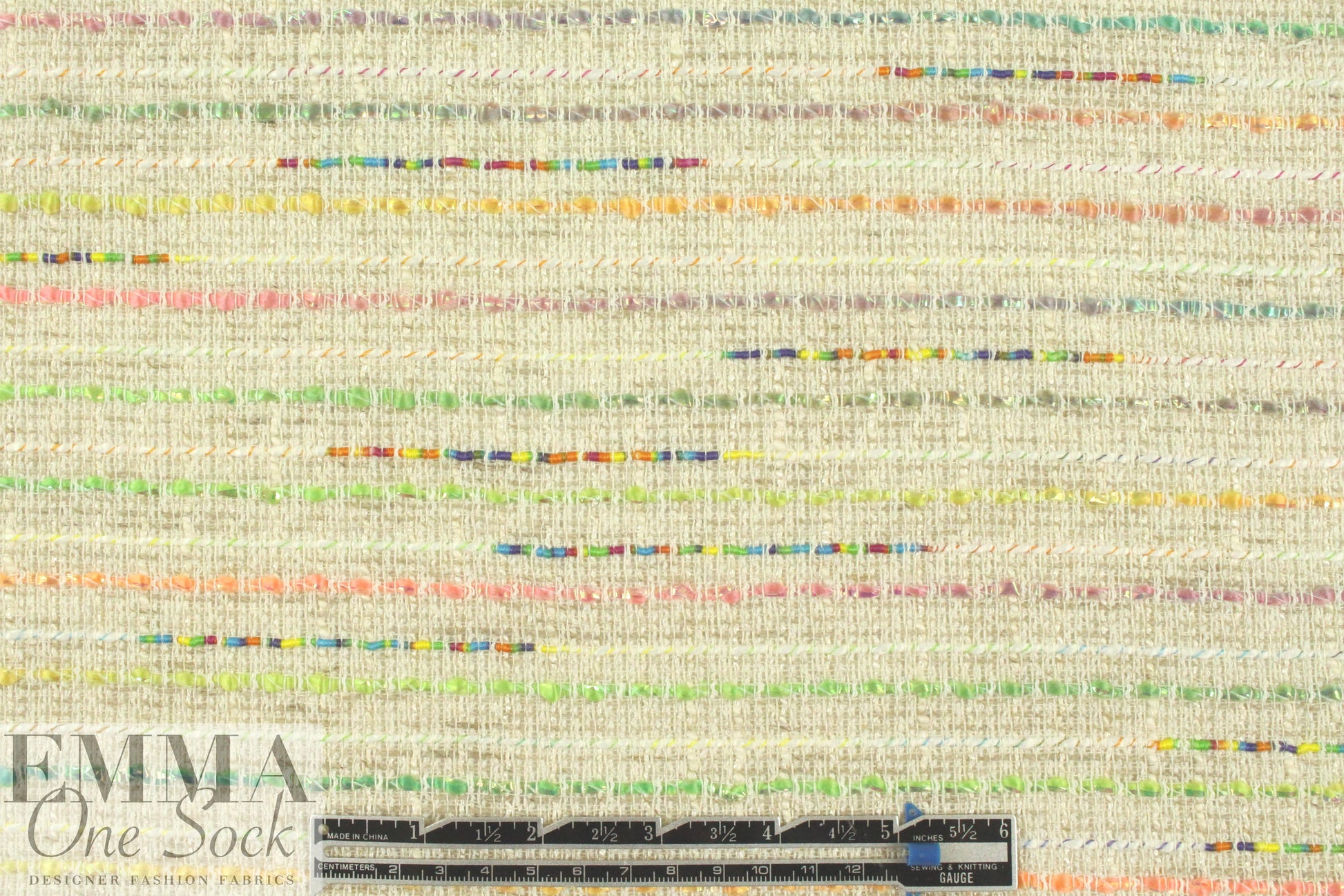 Fancy fancy ribbon boucle' - natural/multi 2 yds
