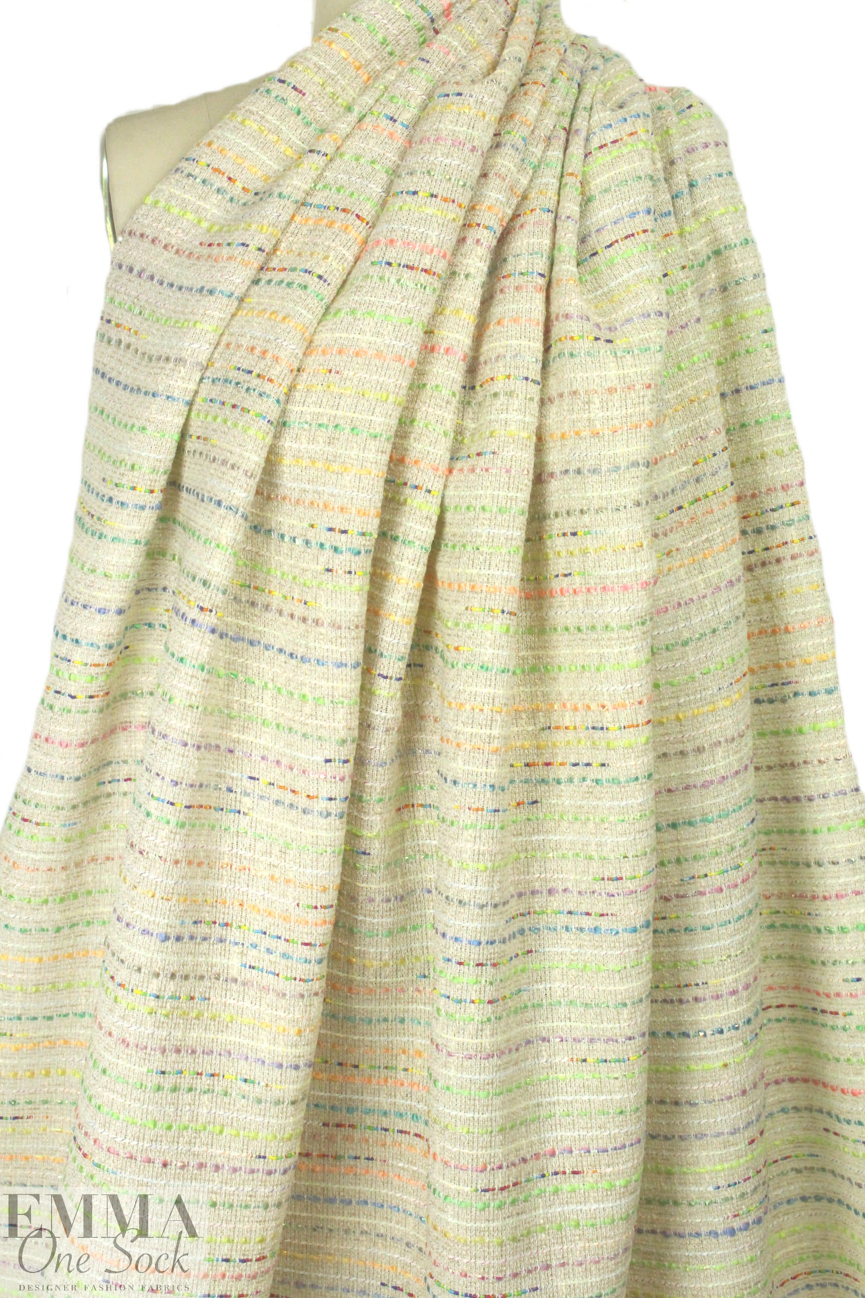 Fancy fancy ribbon boucle' - natural/multi 2 yds