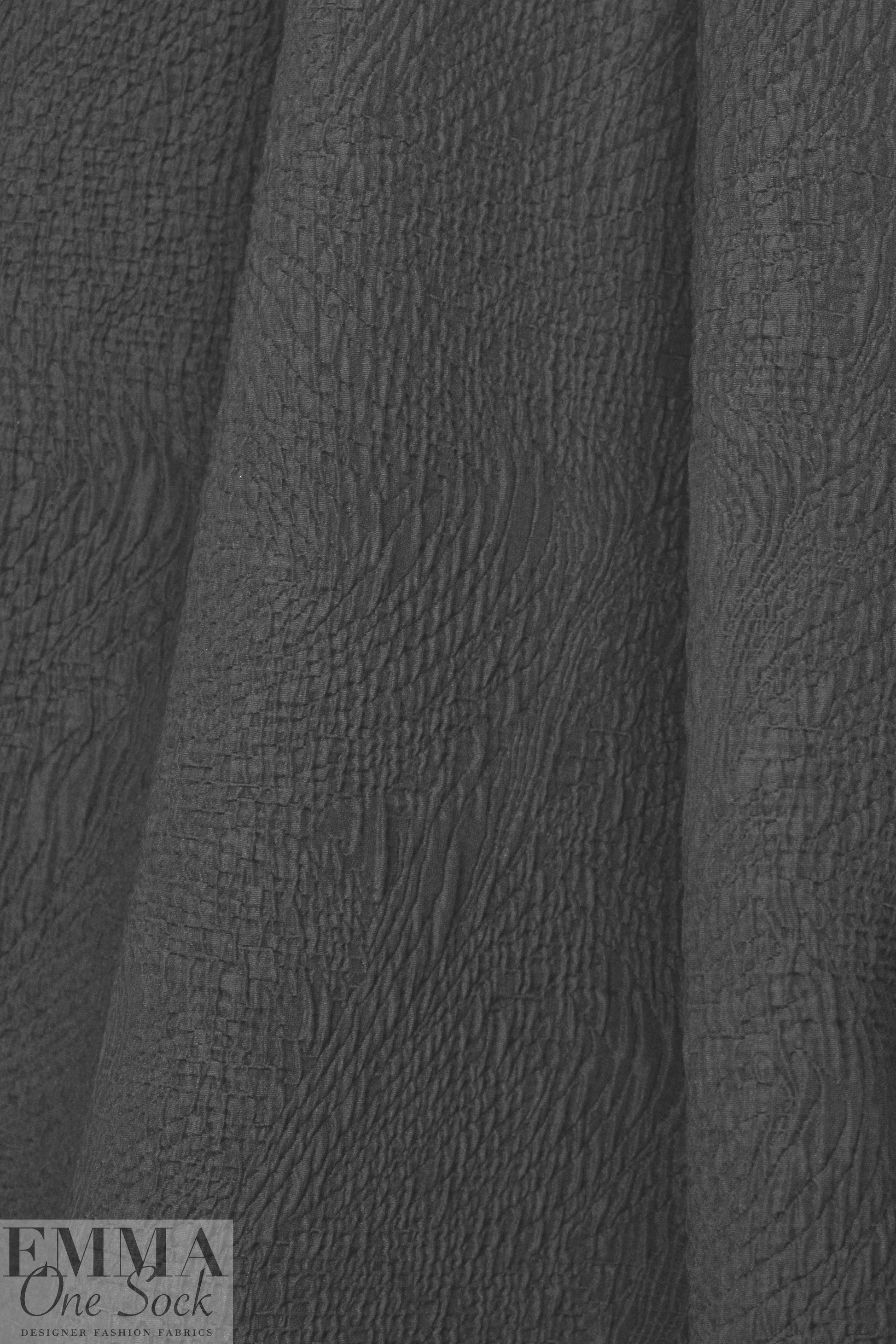 Italian 'cellular swirl' textured matelasse brocade - black