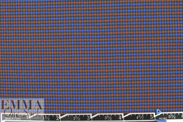 French yarn-dyed plaid stretch shirting - royal/rust 1.75 yd