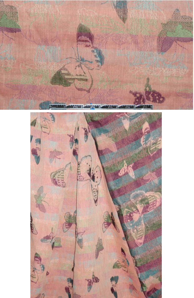 French dusty mauve butterfly cotton jacquard