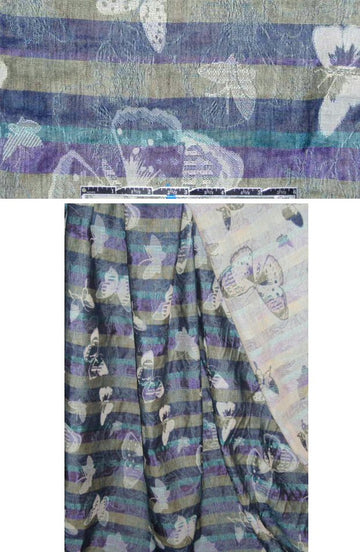 French aqua-gray butterfly cotton jacquard