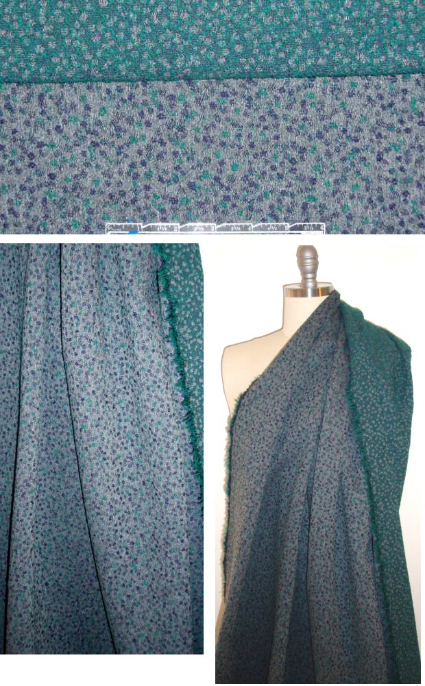 French reversible jade/gray/navy jacquard