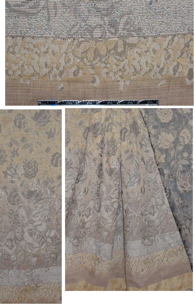 French khaki/gray floral panel jacquard