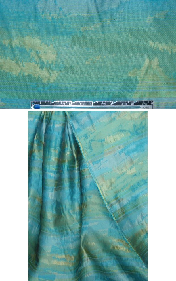 French tuquoise/lime abstract jacquard