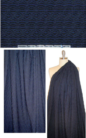 French textured yarn-dye knit - navy/black 1 yard