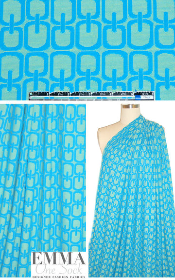 French chain link yarn-dye knit - turquoise/green
