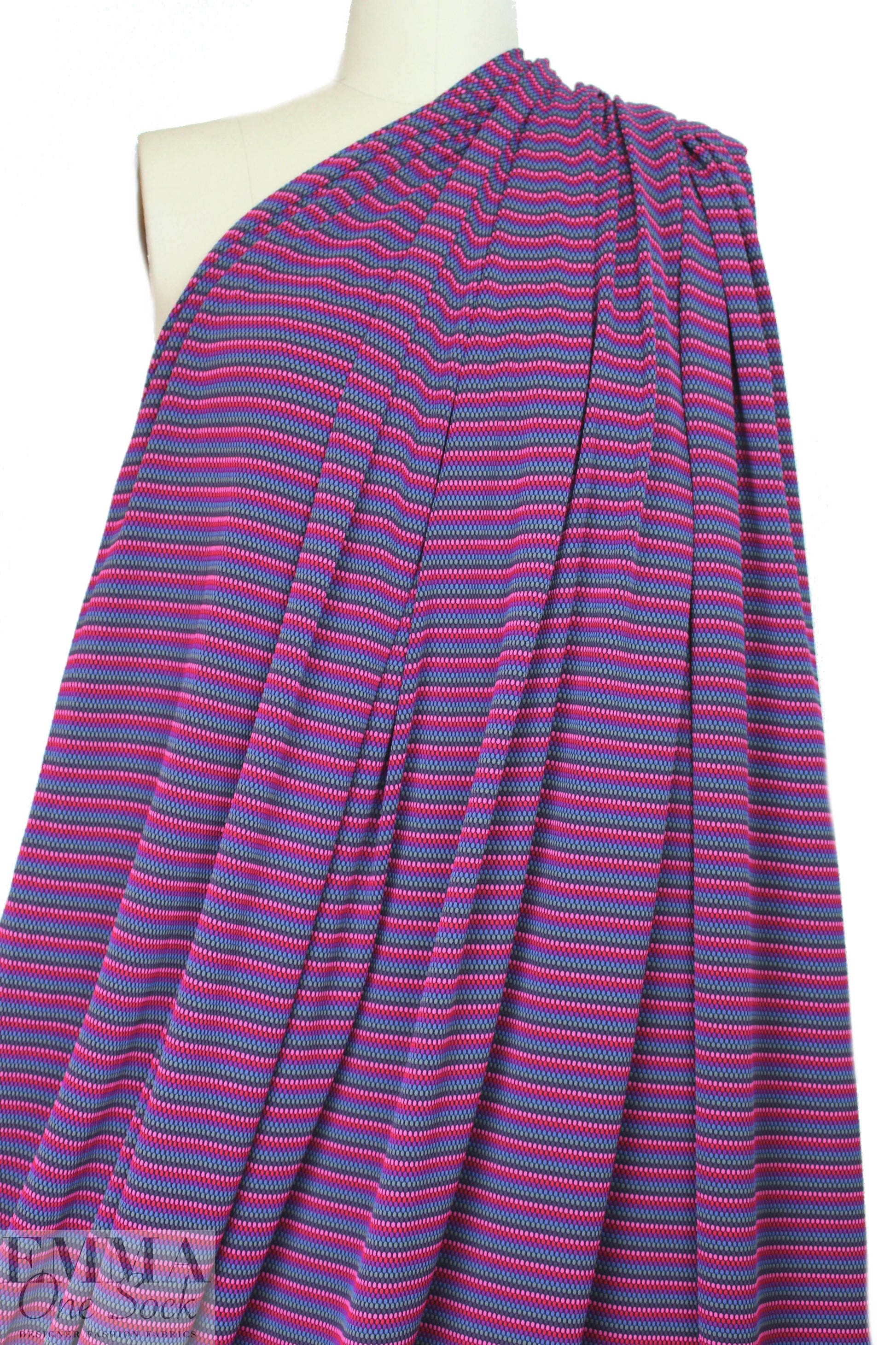 French textured yarn-dye knit - pink/violet dot