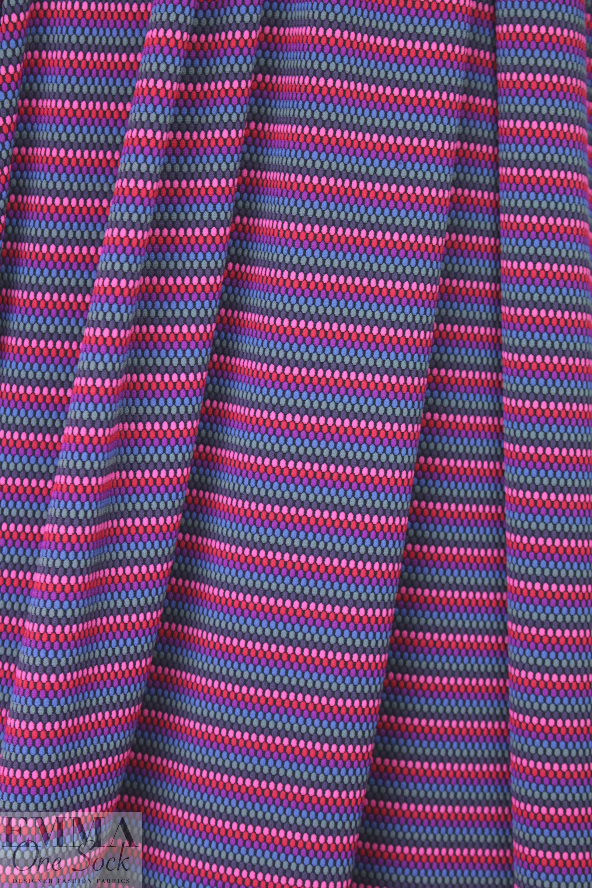 French textured yarn-dye knit - pink/violet dot 1.375 yd