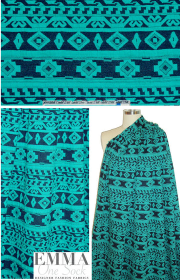 'French' textured yarn-dye knit - jade/midnight