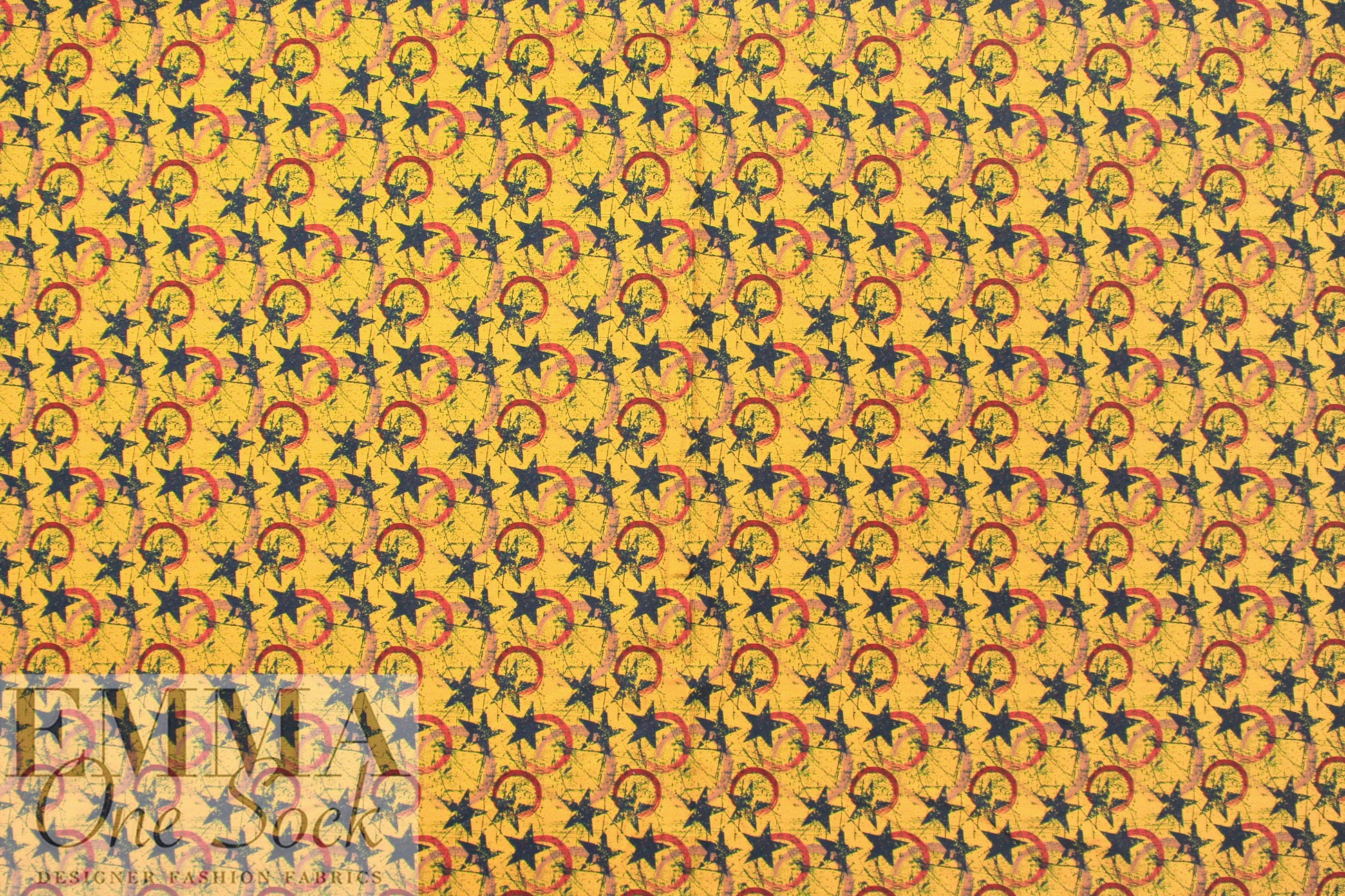 Dutch 'stamped star' French terry knit - dandelion Oeko-Tex cert.  1.75 yd