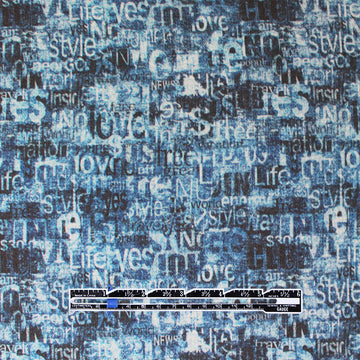 Dutch 'love language' French terry knit Oeko-Tex cert. - denim blue .66 yds