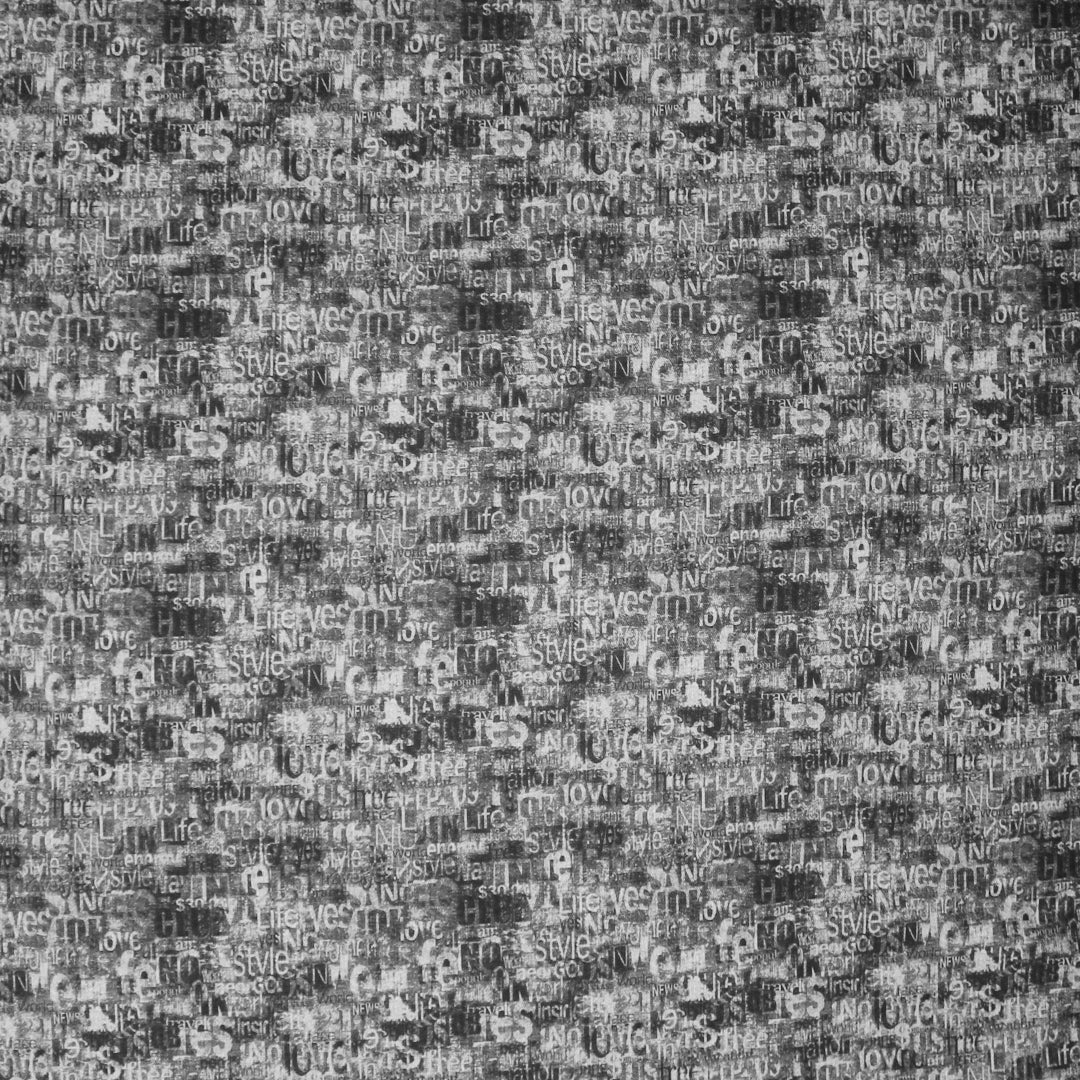 Dutch 'love language' French terry knit Oeko-Tex cert. - black/gray .5 yds