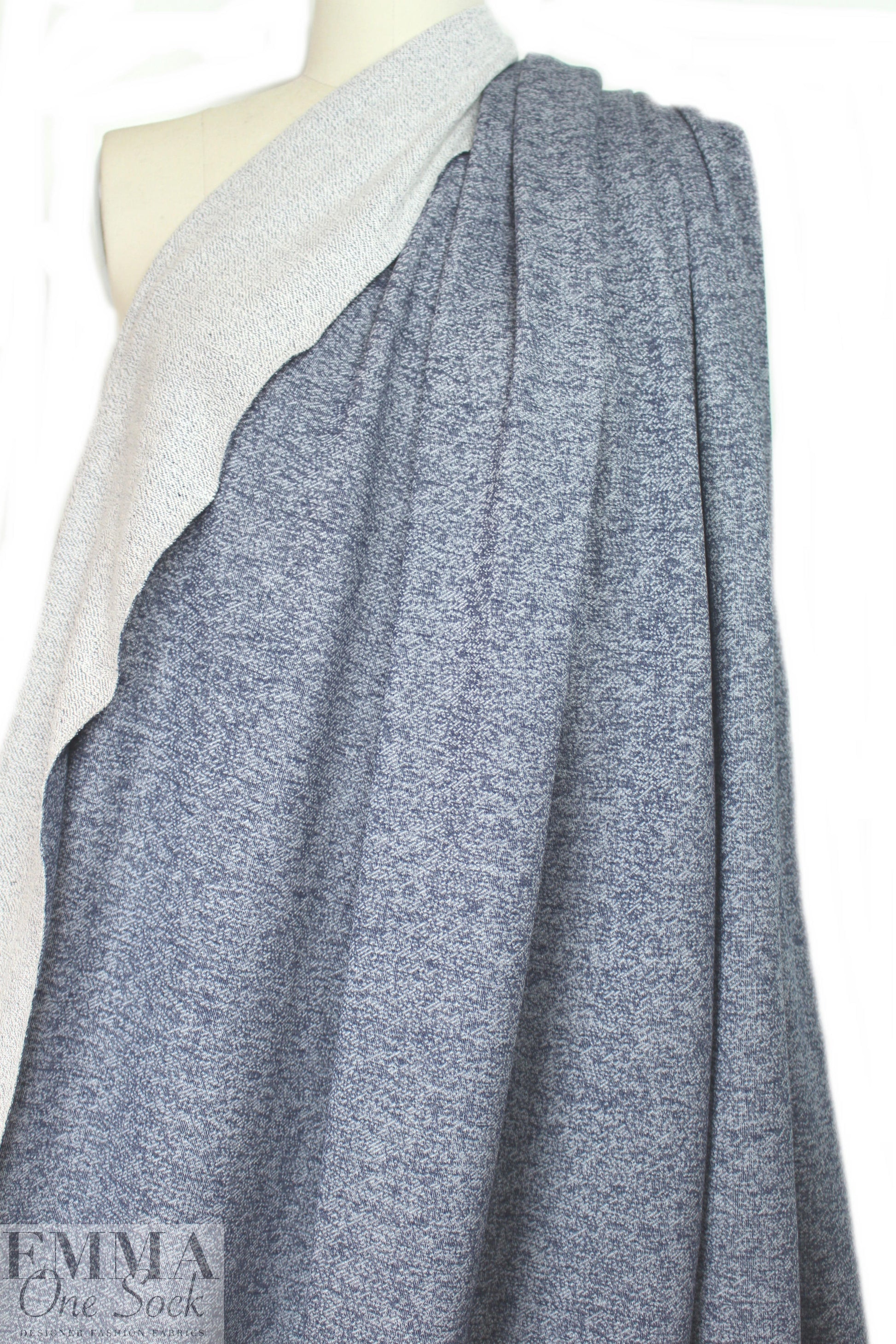 french terry knit tweed - denimy blue 1.875 yd