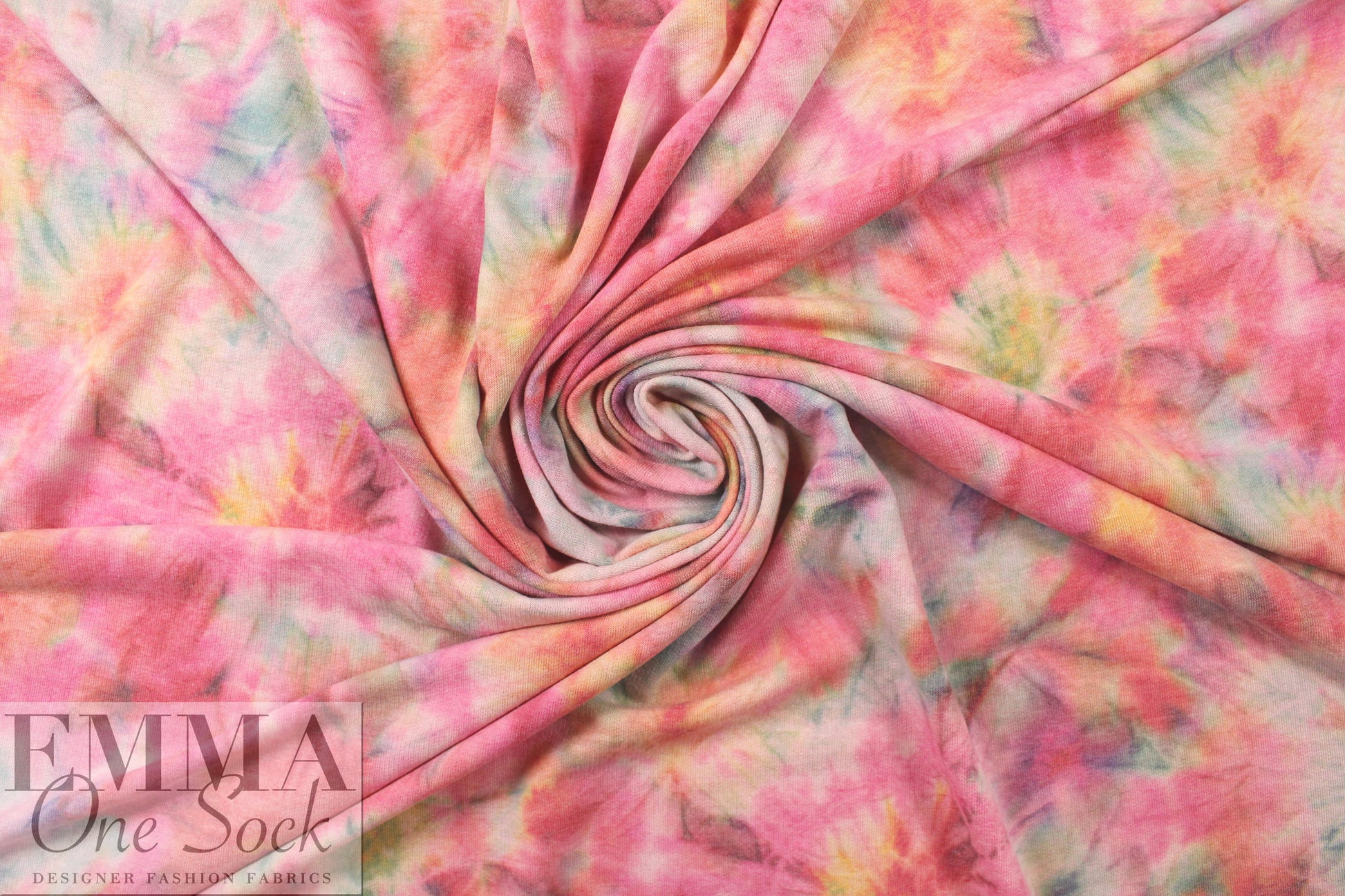 'tie dye special' poly/rayon French terry knit - pink, etc. 1.5 yds