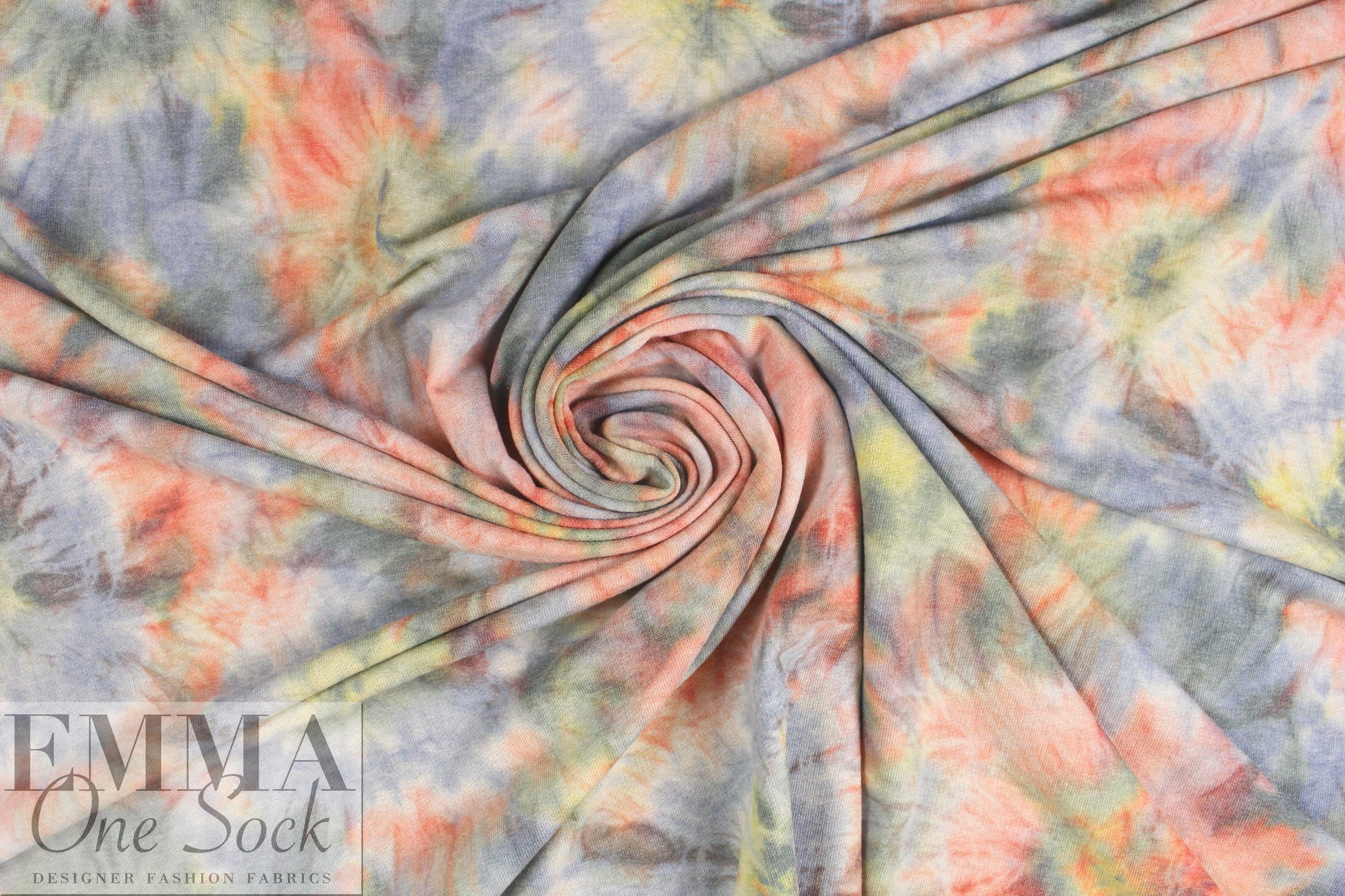 'tie dye special' poly/rayon french terry knit - denim, etc.