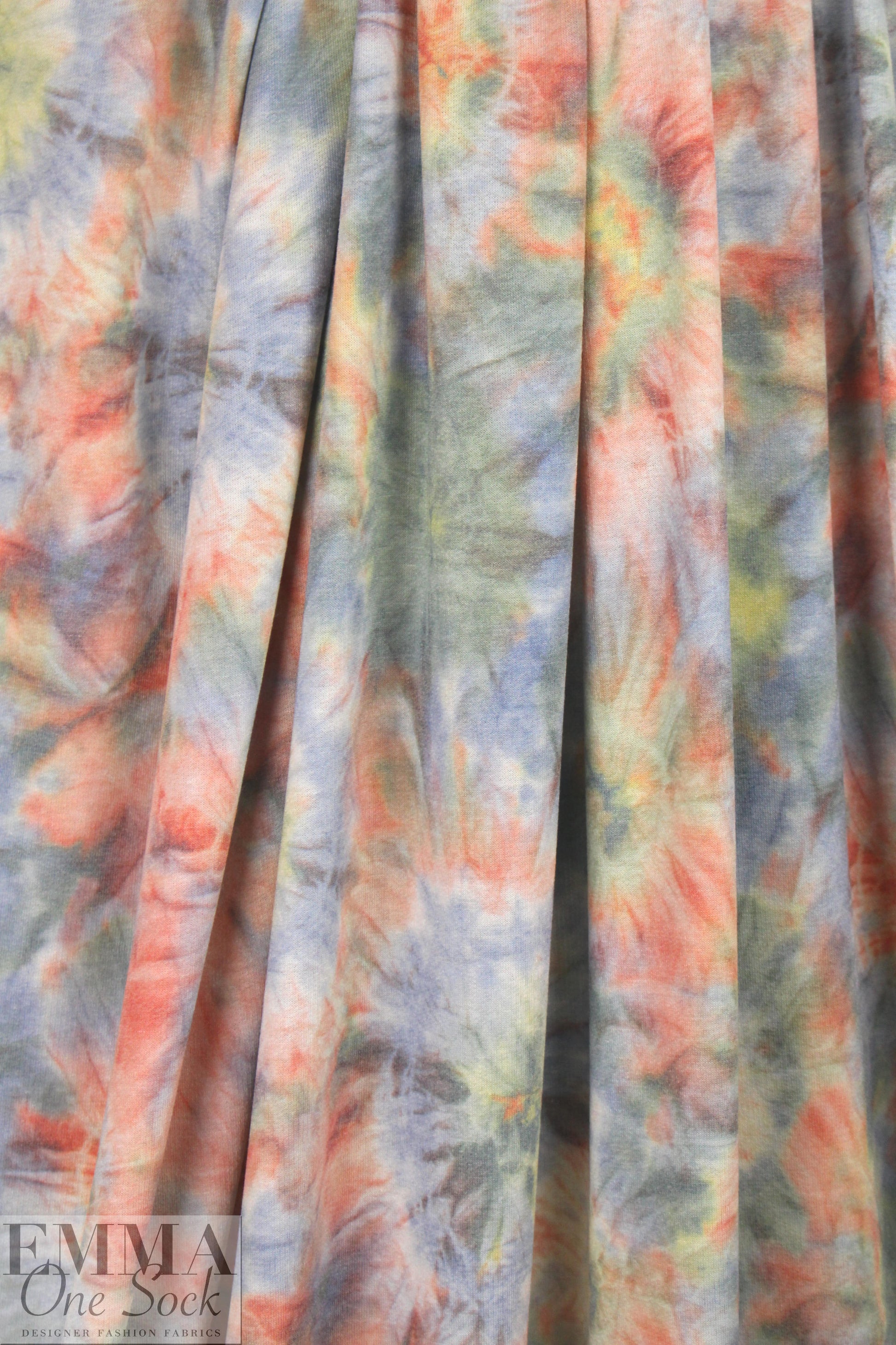 'tie dye special' poly/rayon french terry knit - denim, etc.