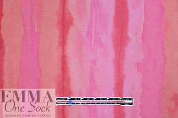 tie dye stripe poly/rayon French terry knit - fuchsia/orange 1.625 yd