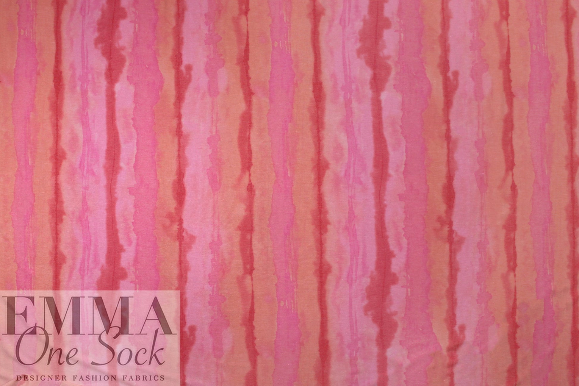 tie dye stripe poly/rayon French terry knit - fuchsia/orange .5 yds
