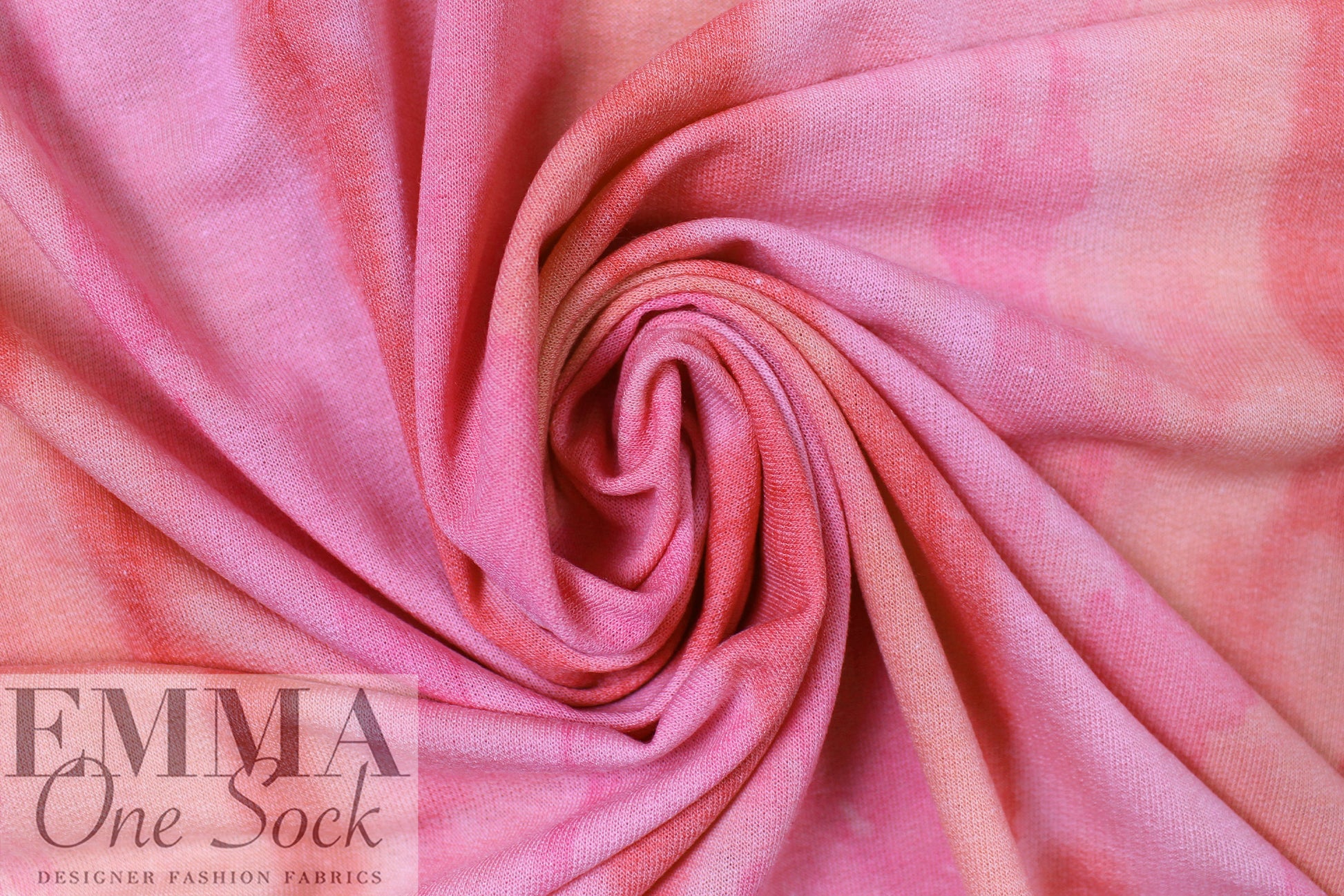 tie dye stripe poly/rayon French terry knit - fuchsia/orange .5 yds