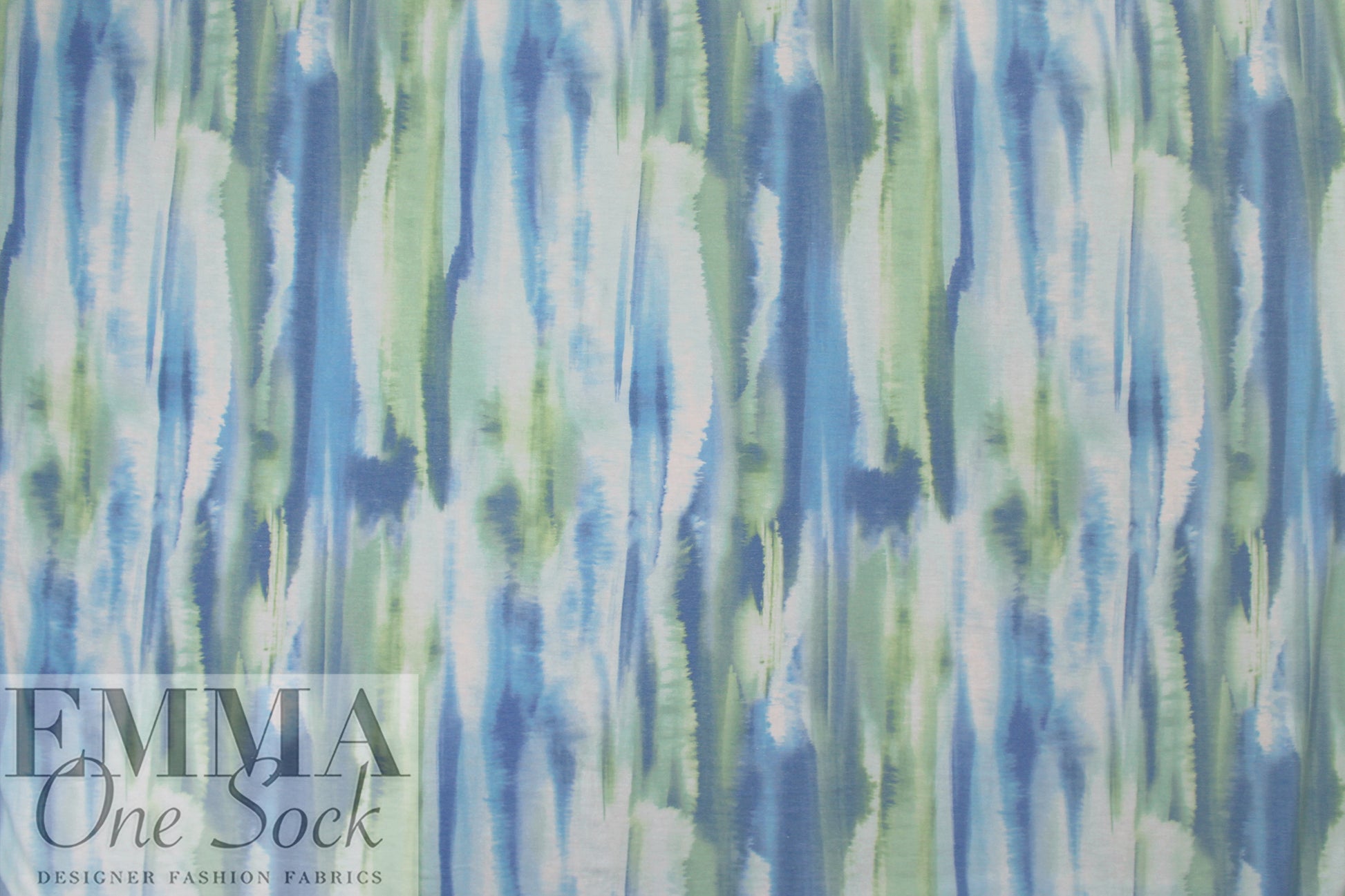 tie dye streaks poly/rayon French terry knit - blue/green 1.875 yd