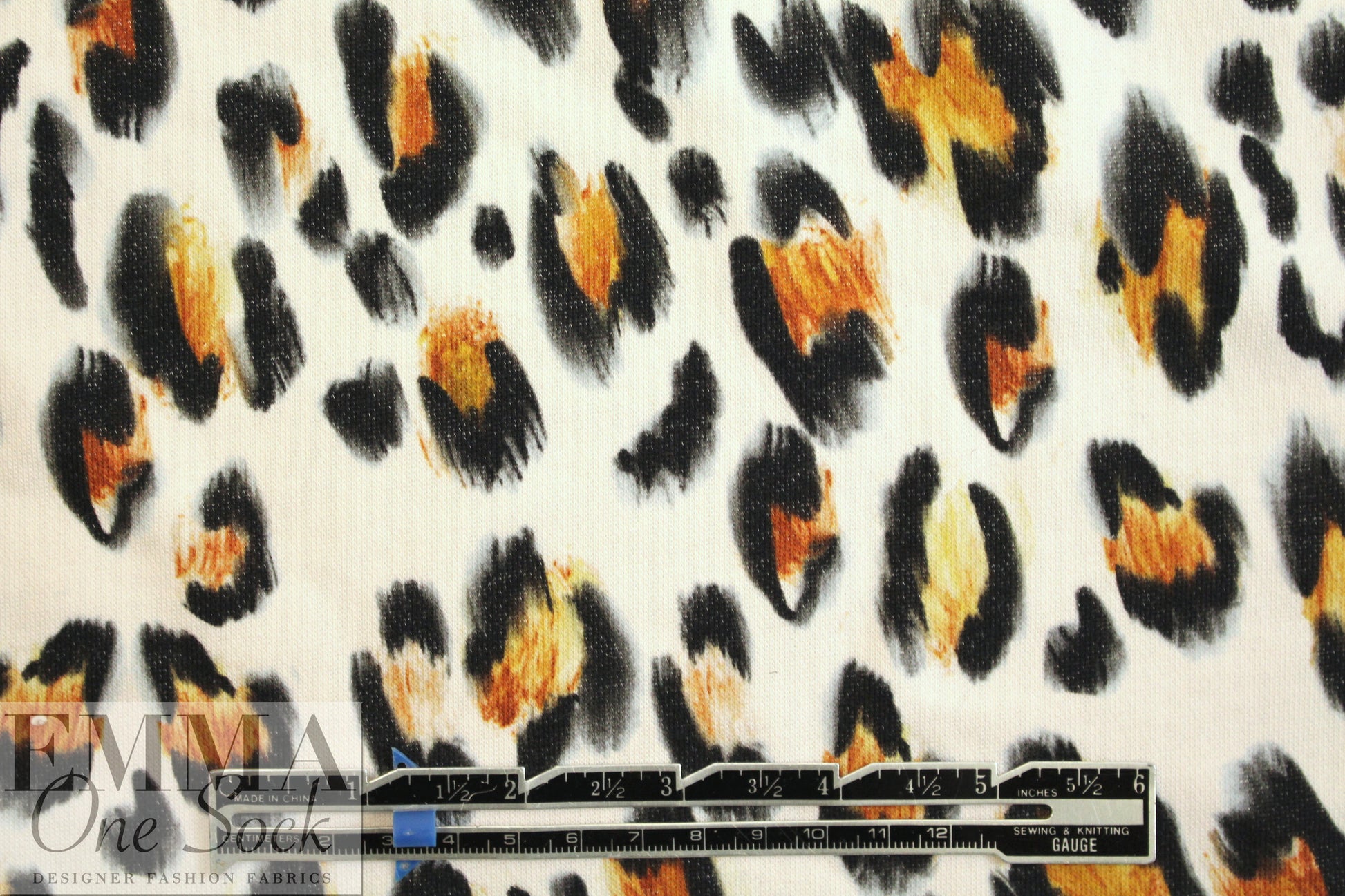 Italian leopard print cotton french terry knit .5 yds