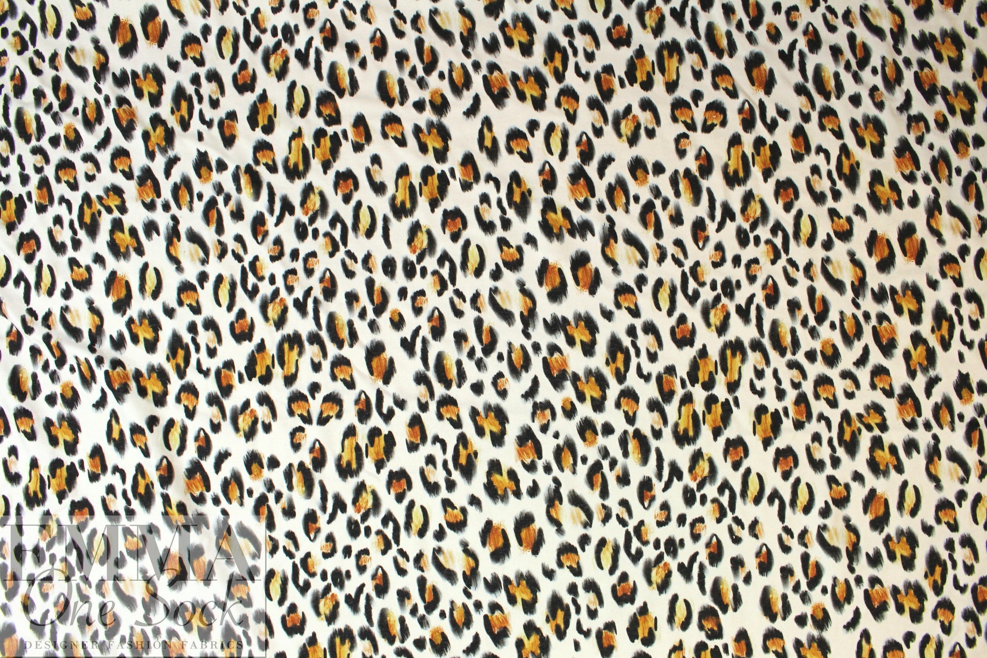 Italian leopard print cotton french terry knit