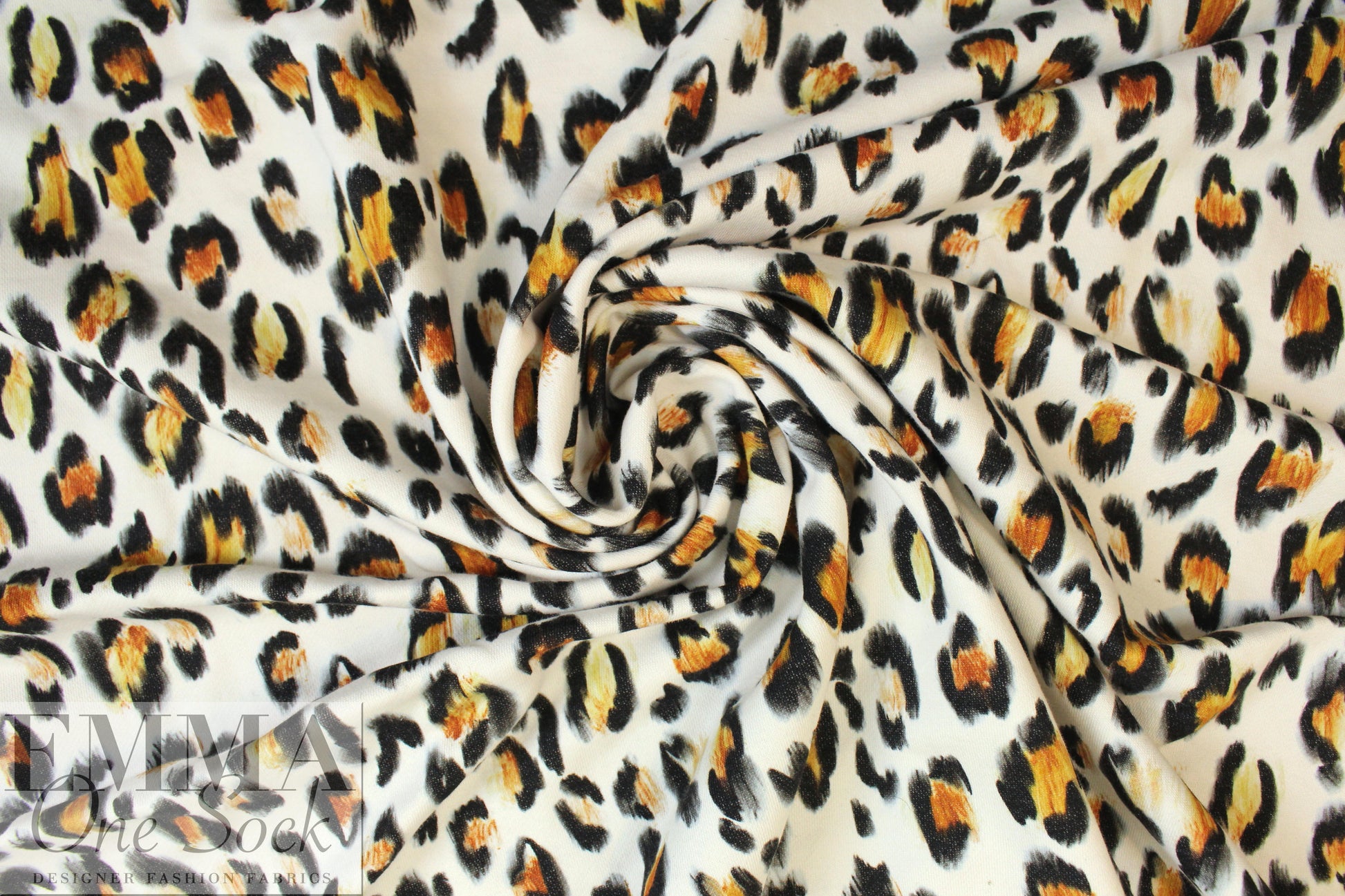 Italian leopard print cotton french terry knit .5 yds
