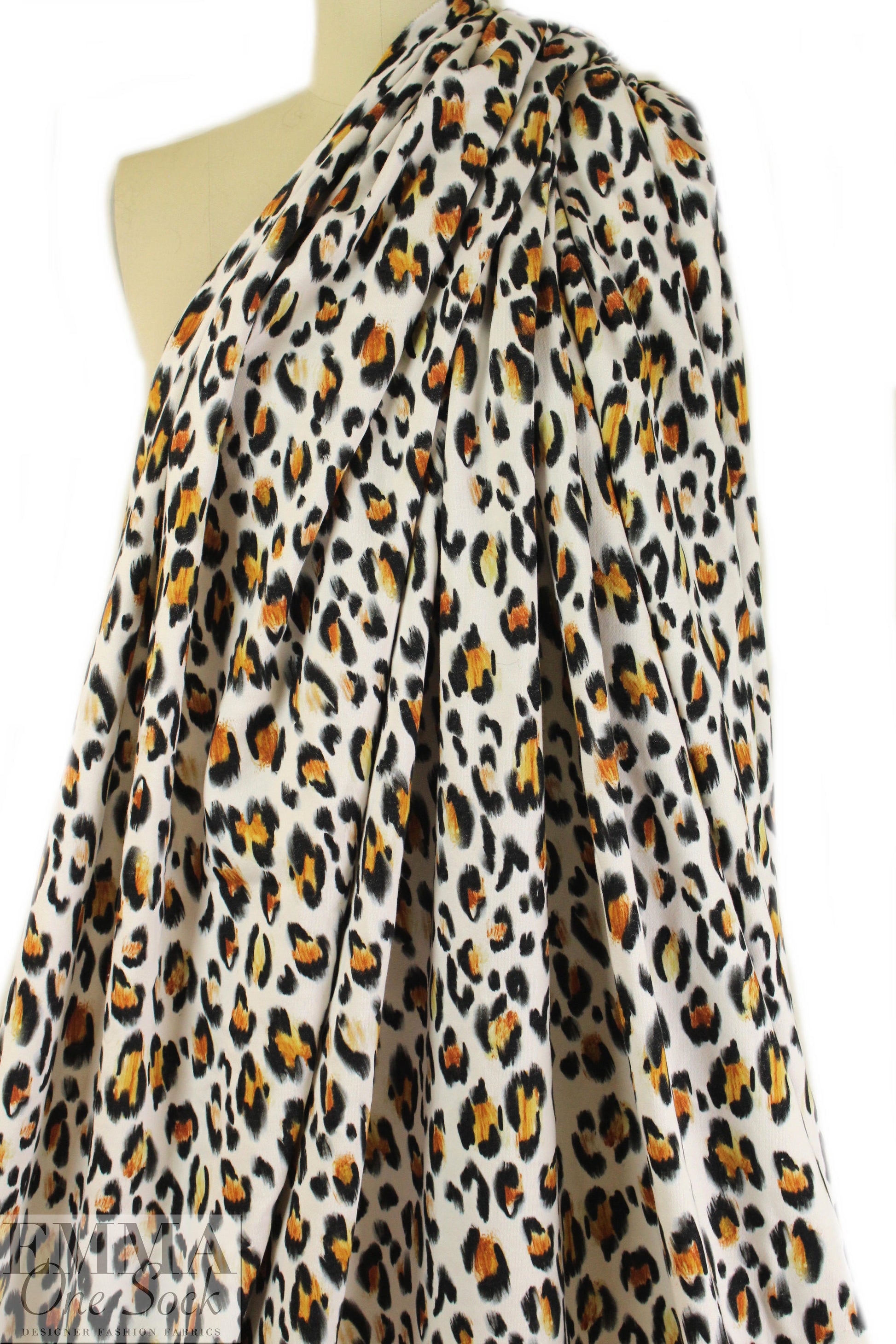 Italian leopard print cotton french terry knit