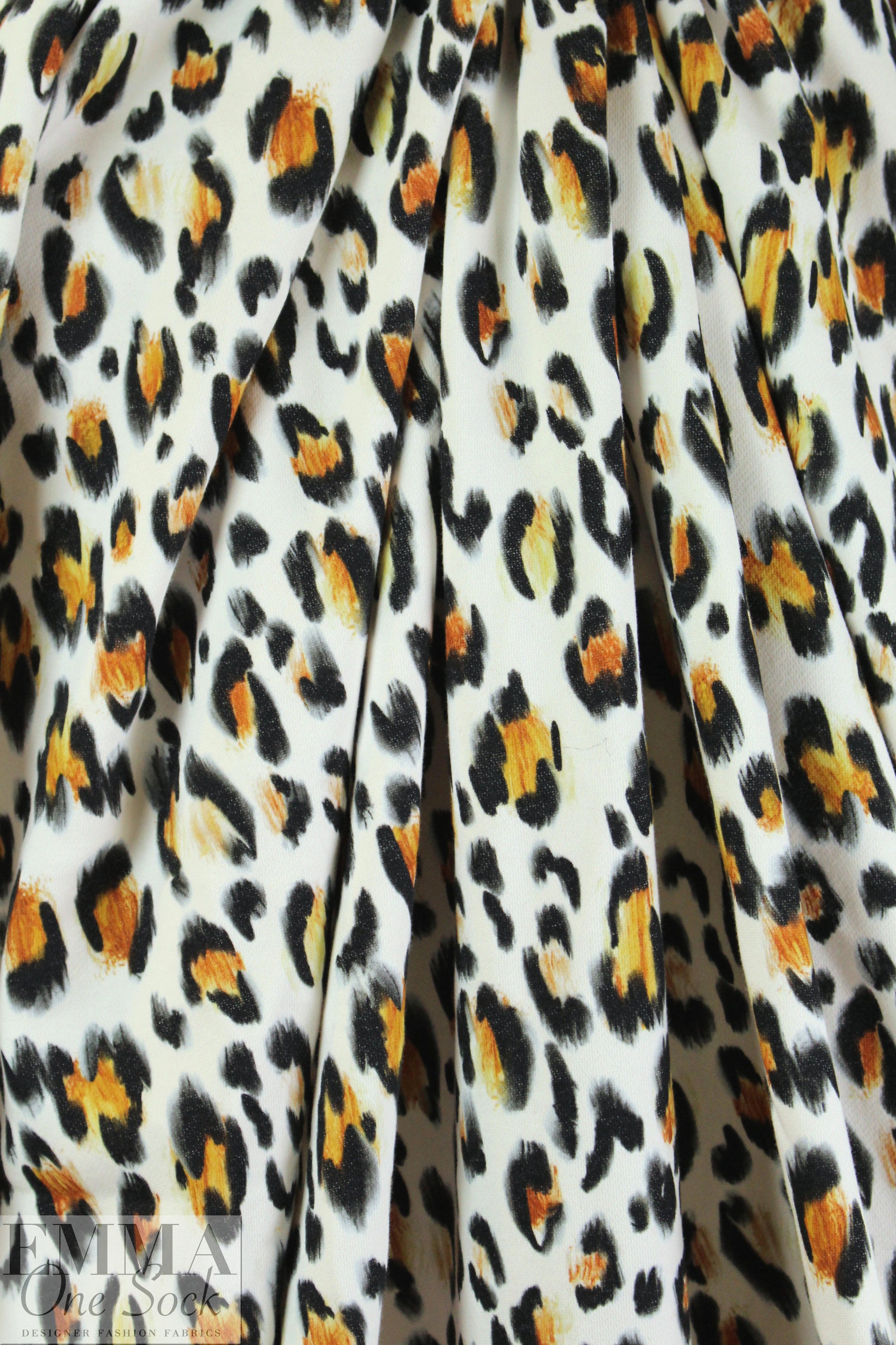 Italian leopard print cotton french terry knit