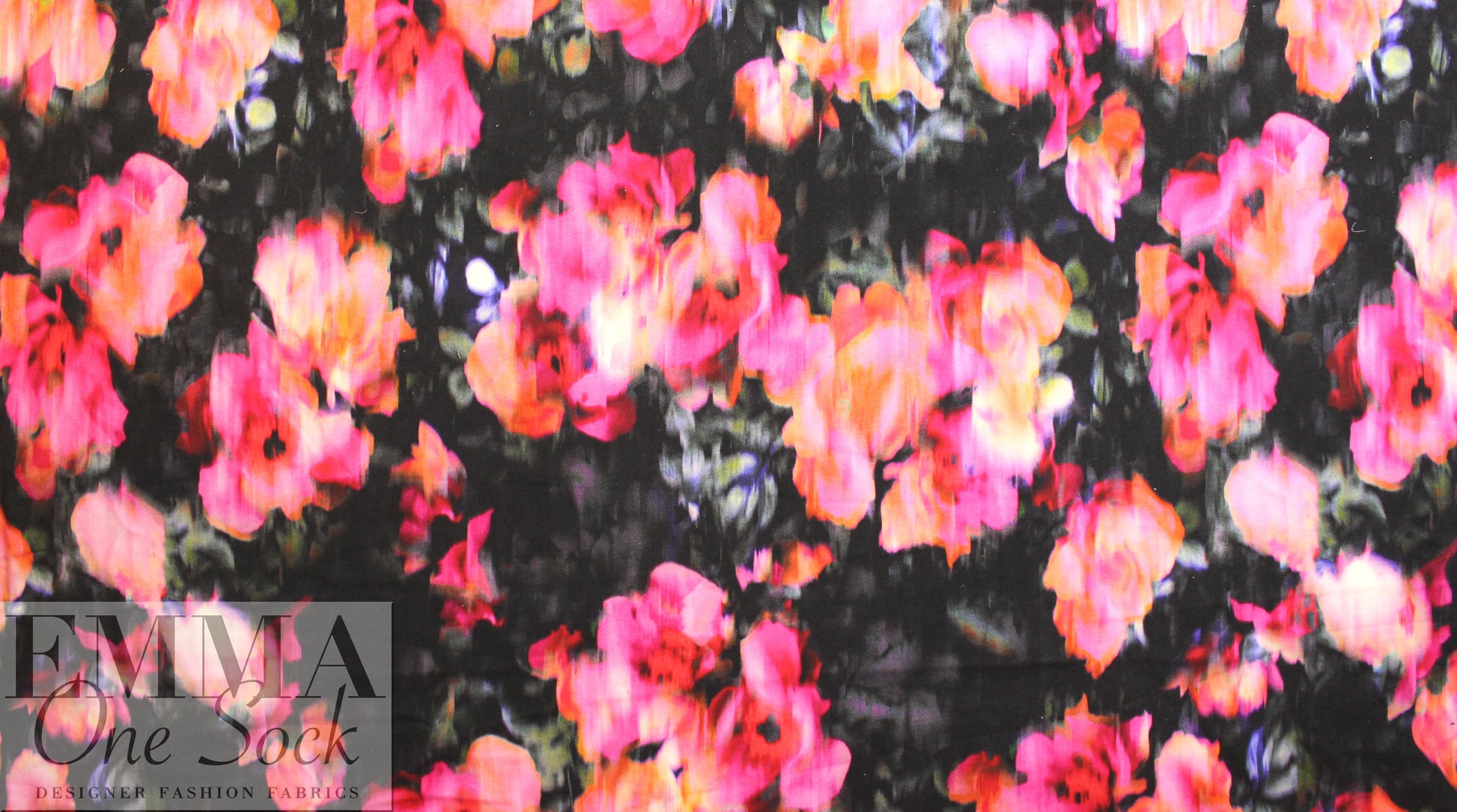 Italian abstracted flowers cotton french terry knit