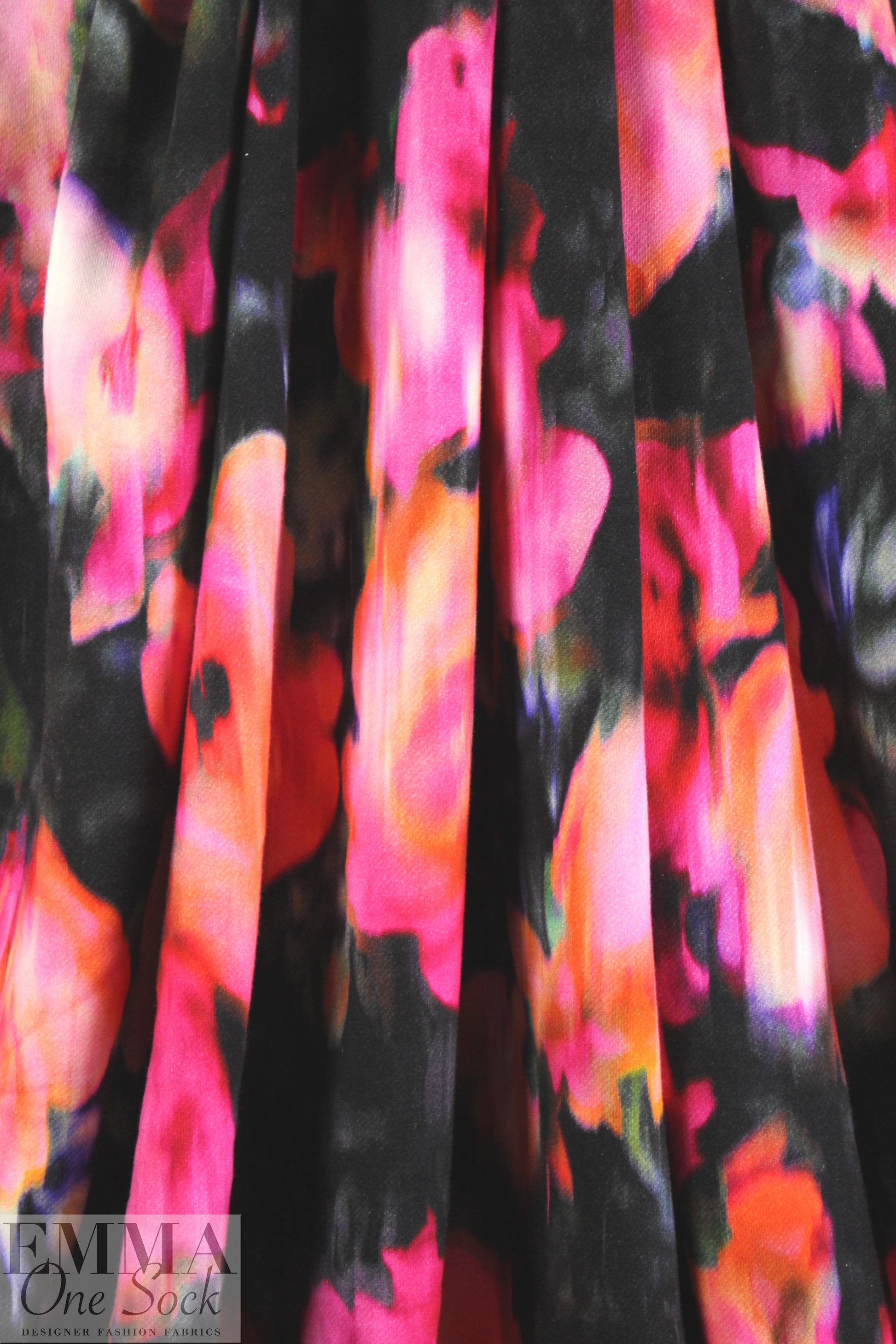 Italian abstracted flowers cotton french terry knit