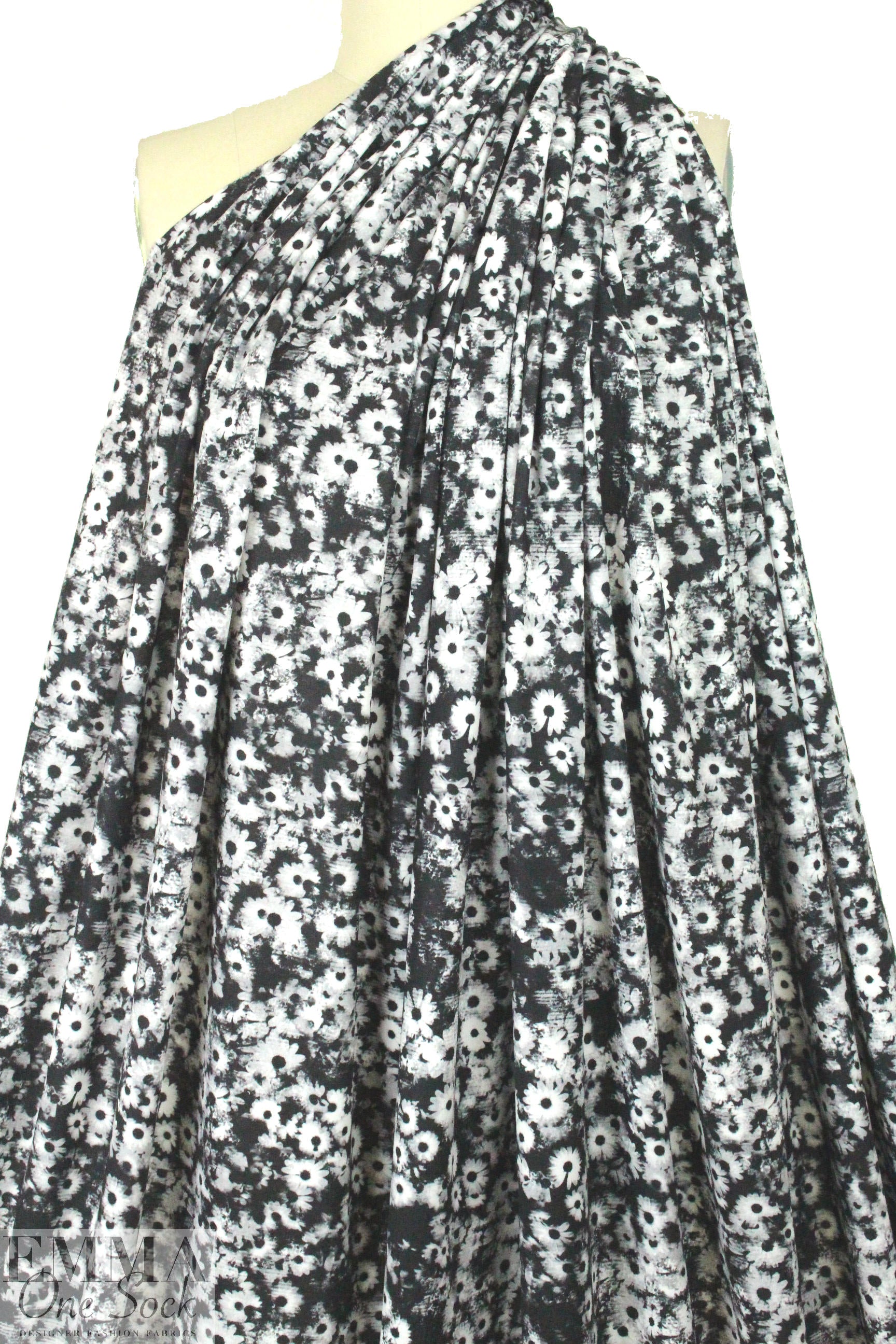 Italian 'photo floral' design french terry knit
