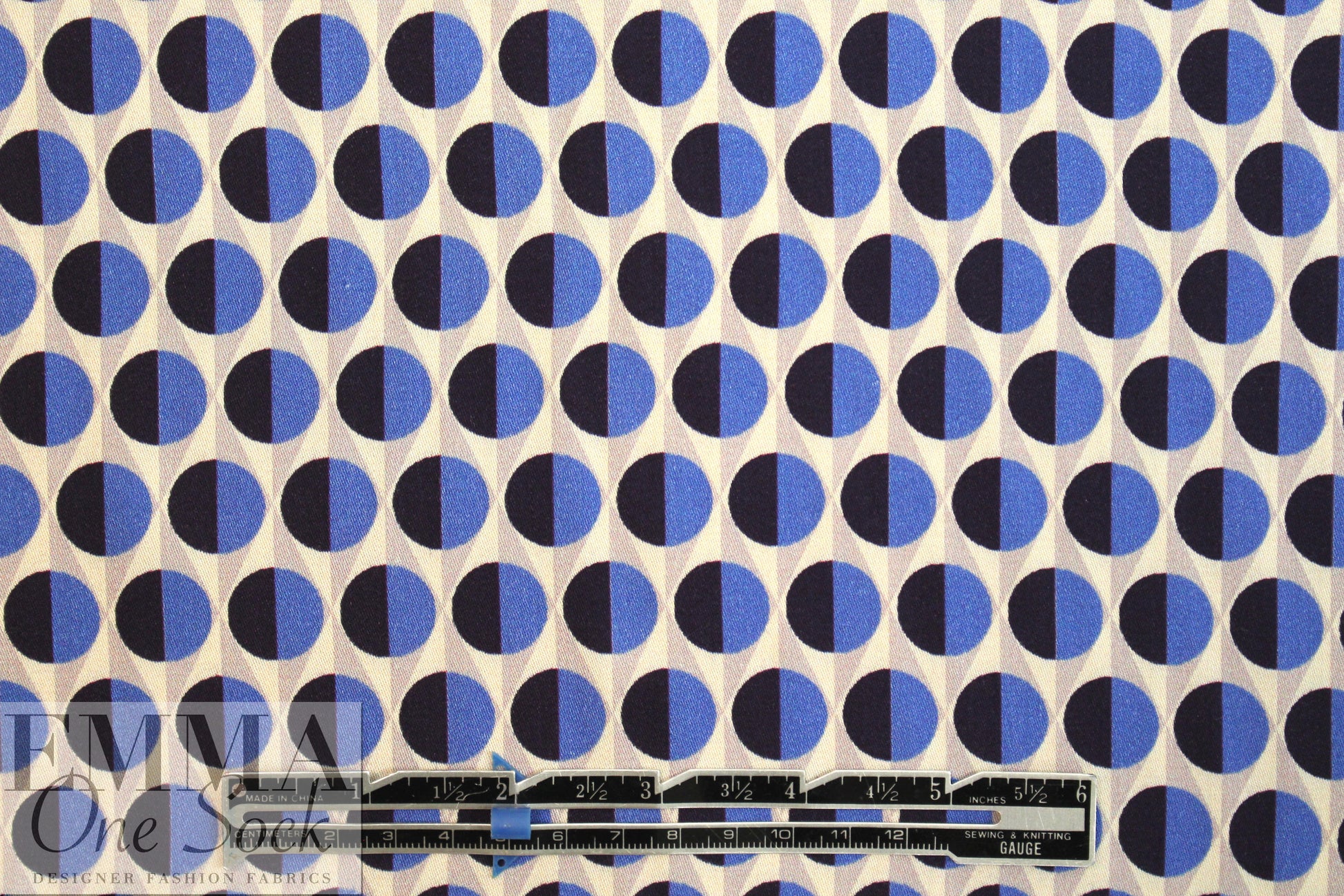 French cobalt graphic dot drapey viscose twill woven