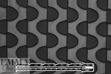 NY designer black clipped half moon 3-D woven