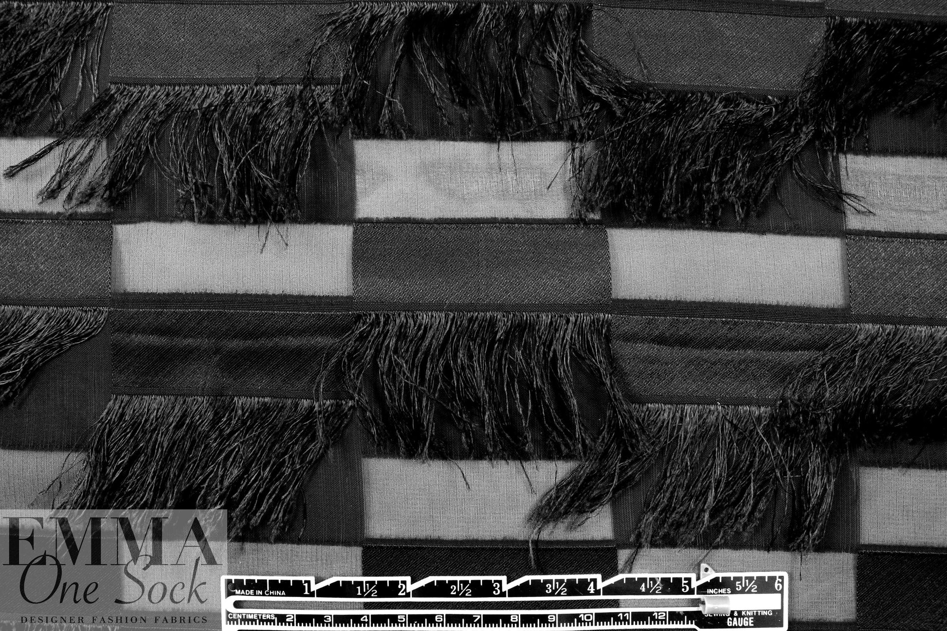Carmen Marc Va1vo black clipped fringe woven