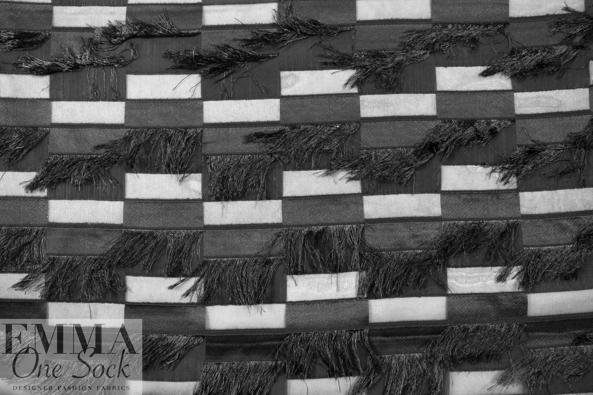 Carmen Marc Va1vo black clipped fringe woven
