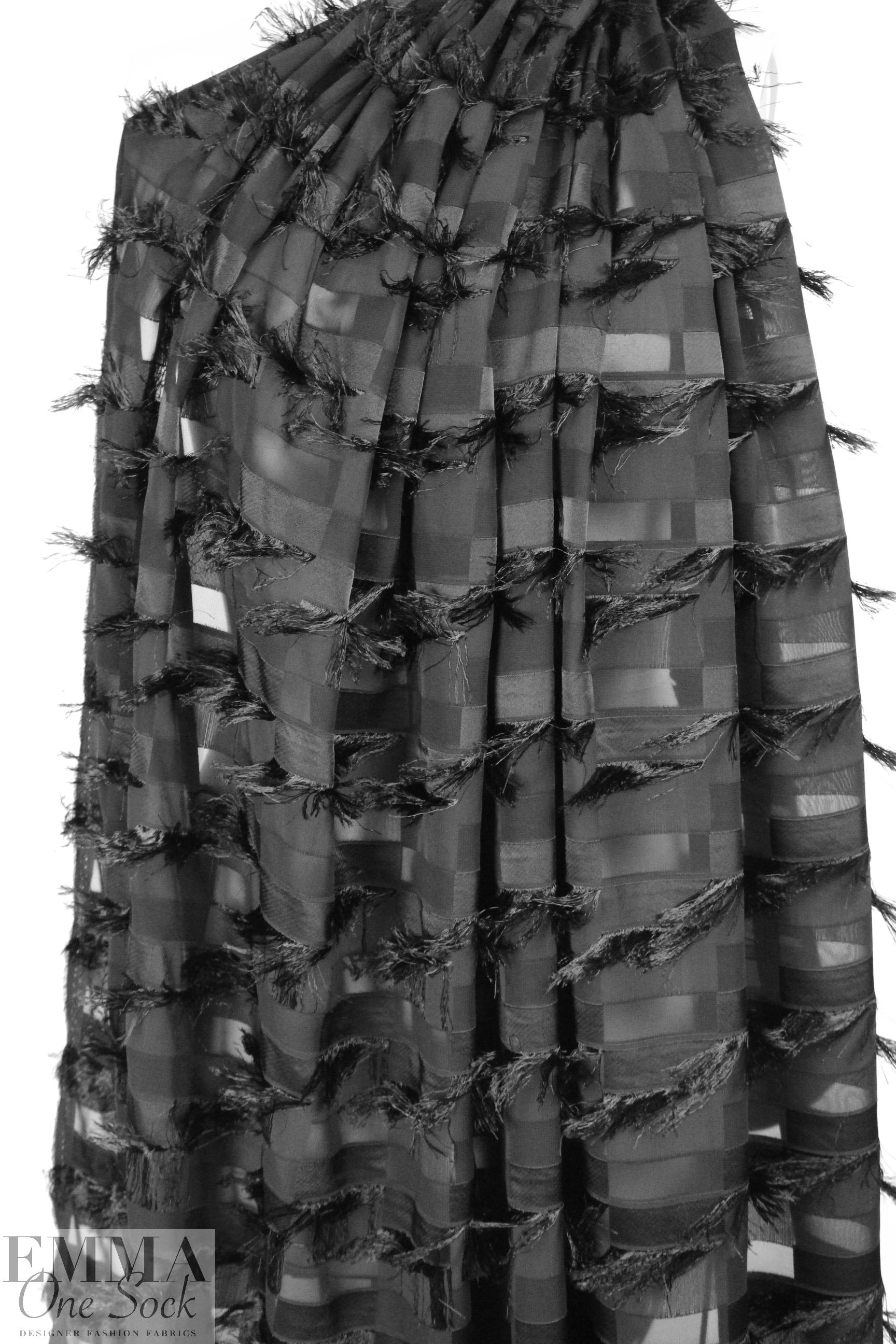 Carmen Marc Va1vo black clipped fringe woven